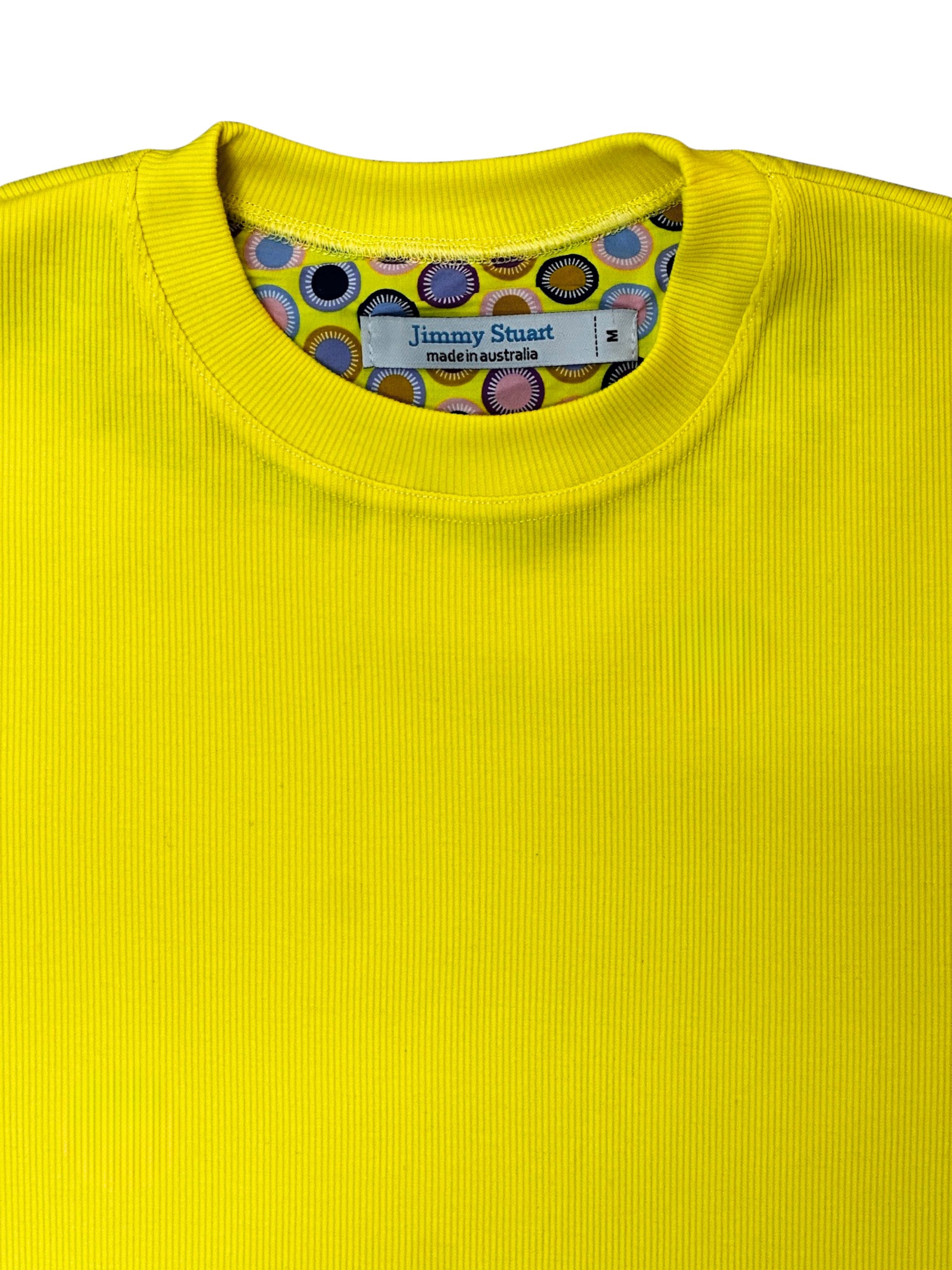 Yellow Ribbed Cotton L/S Tee