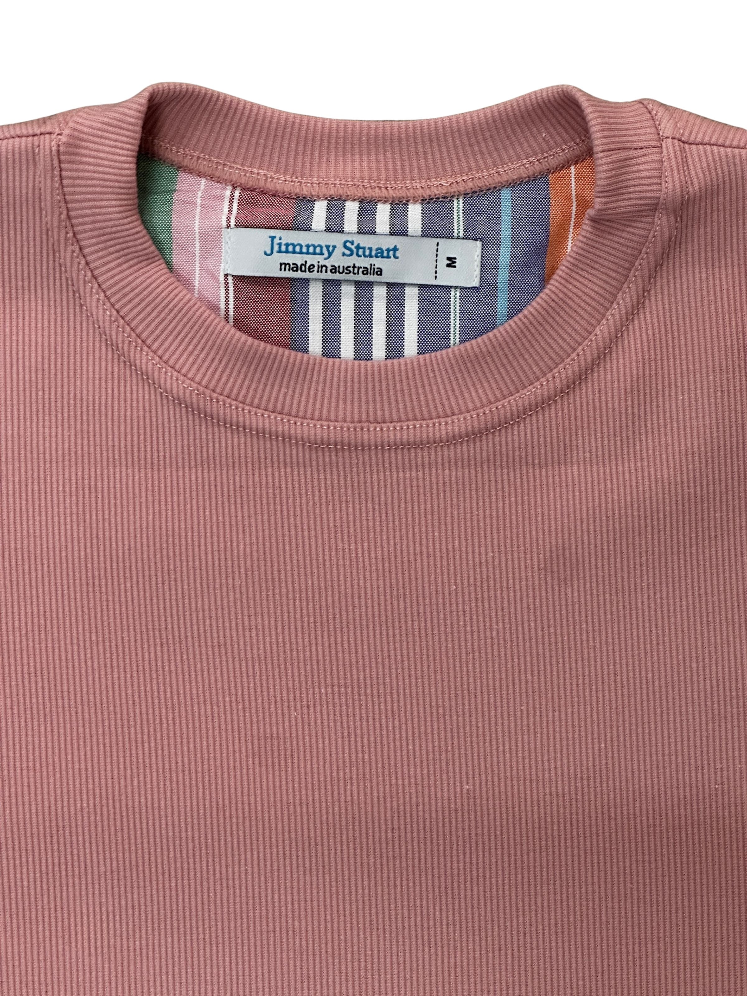 Pink Ribbed Cotton L/S Tee