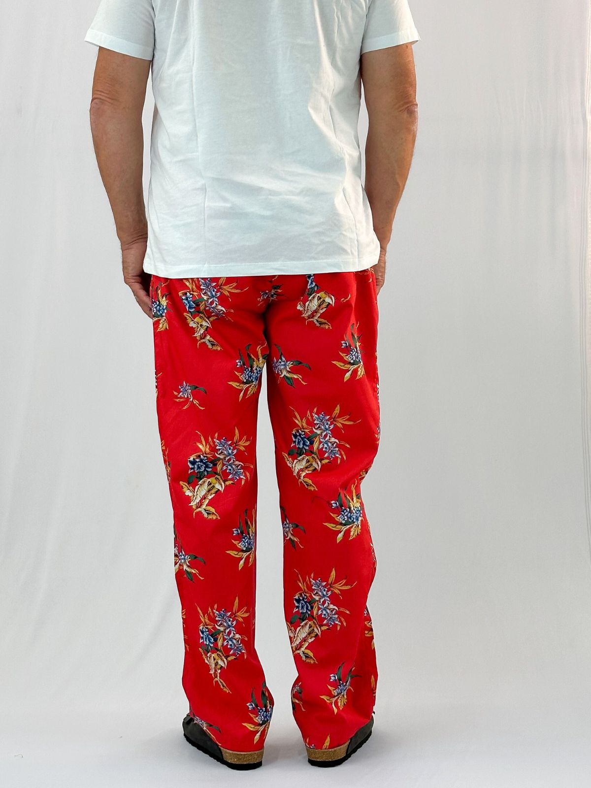 Red Cotton Resort Pant - Relaxed Fit