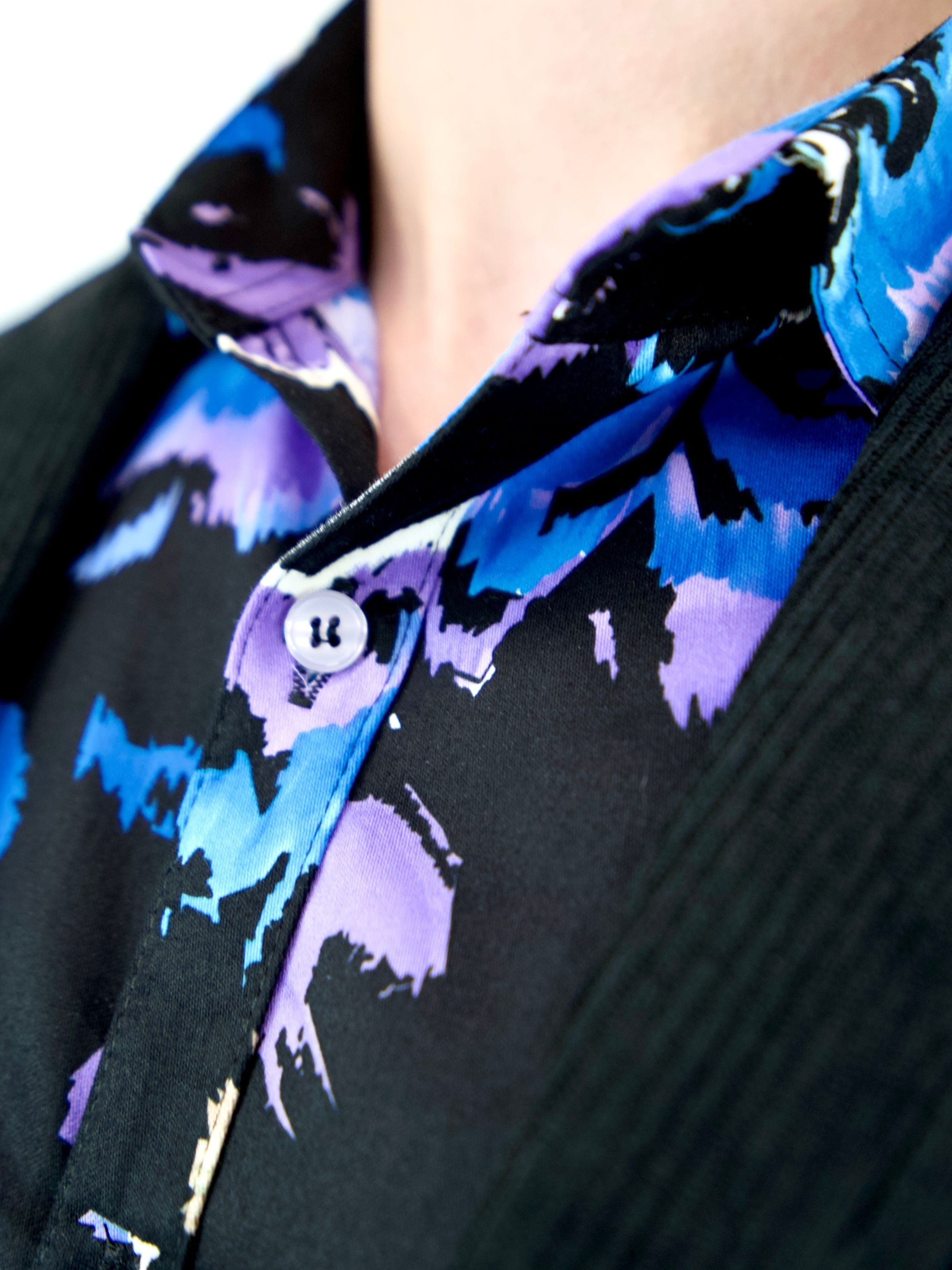 Explode Abstract Cotton L/S Shirt - Purple