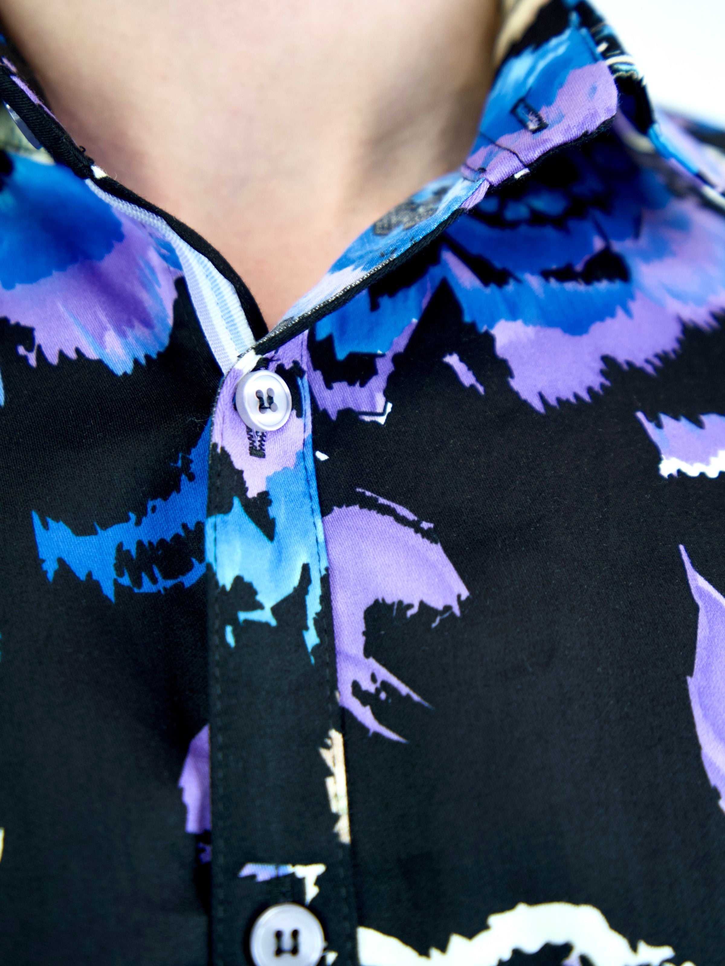 Explode Abstract Cotton L/S Shirt - Purple