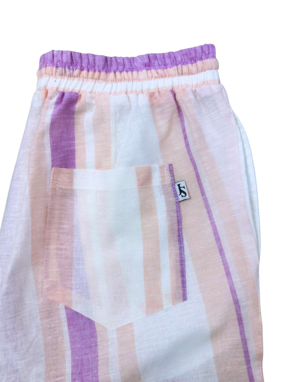 Panama Stripe Linen Short - White/Orange/Purple