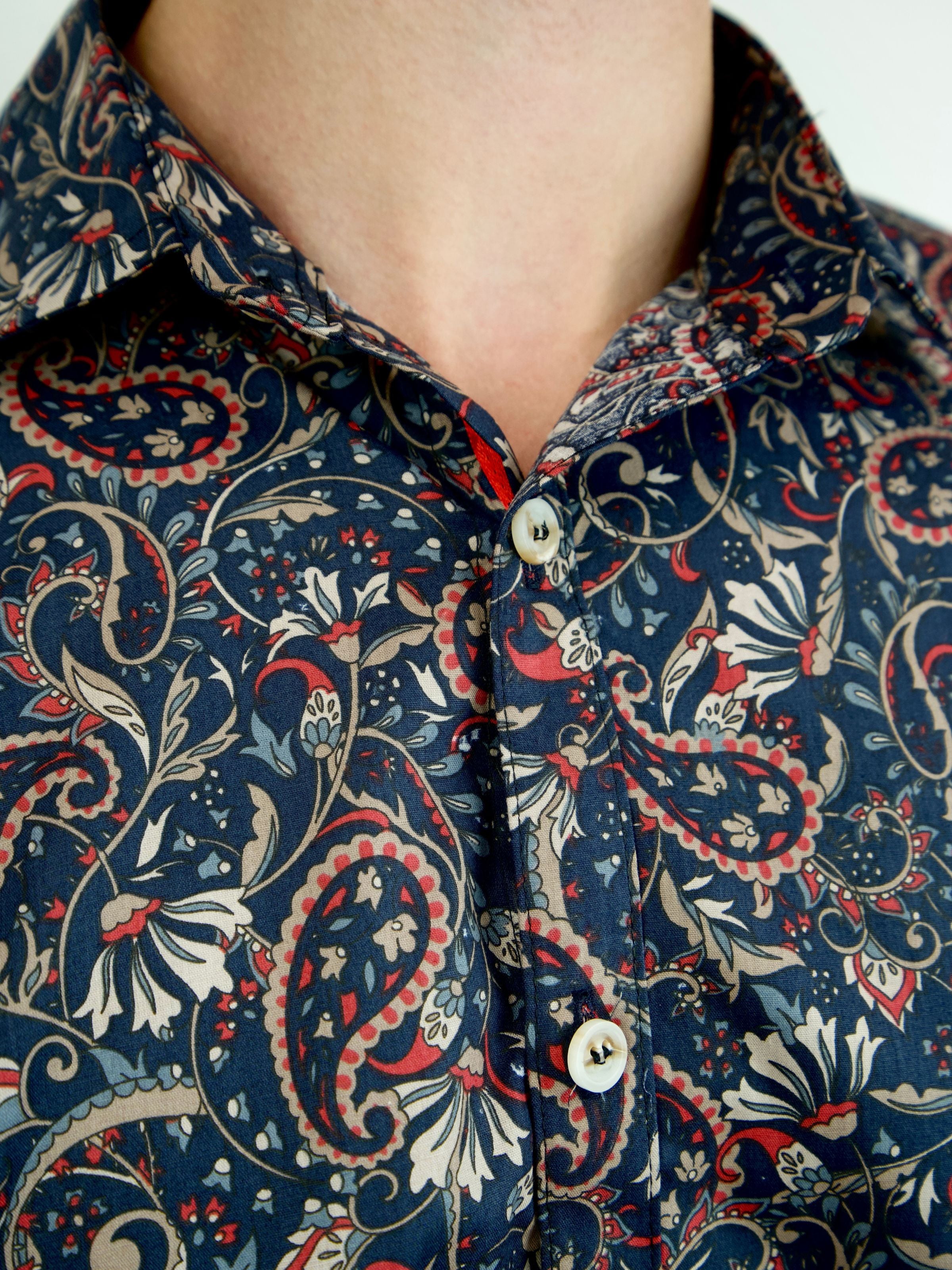 Earth Paisley Cotton L/S Shirt - Navy