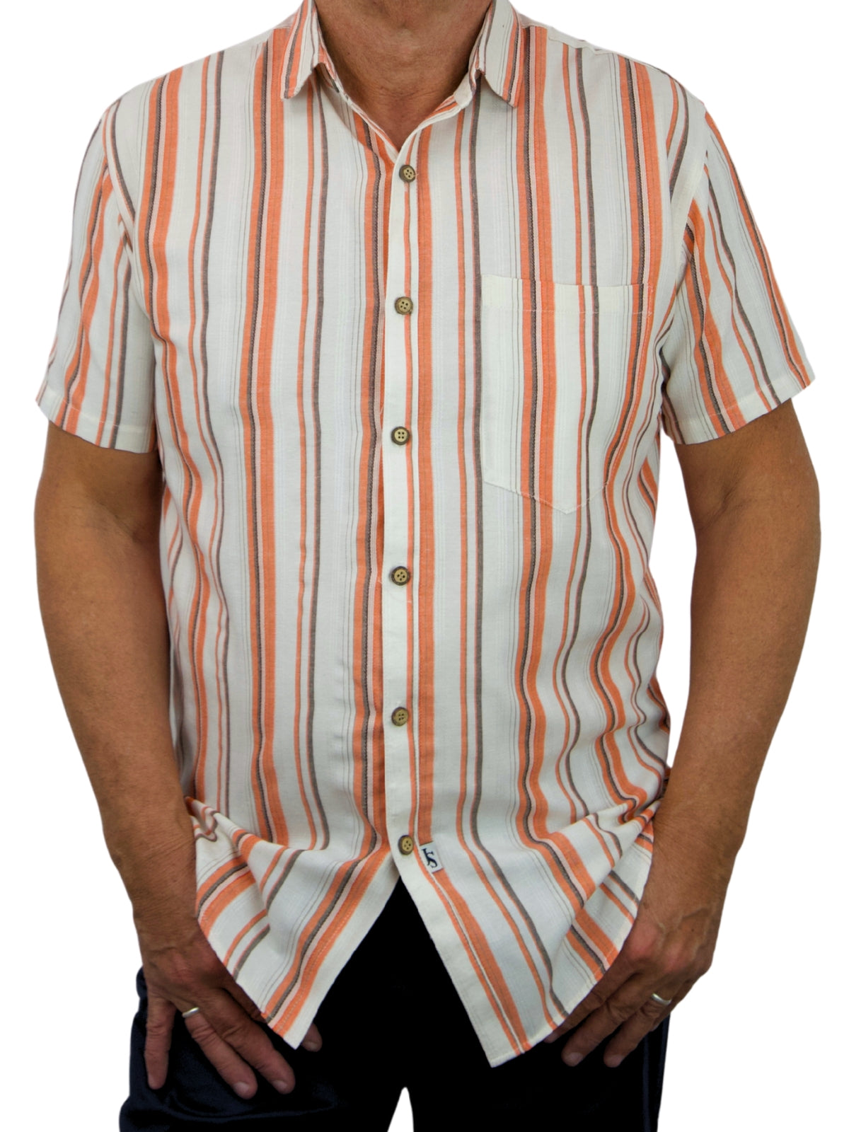 Mykonos Stripe Linen S/S Big Mens Shirt