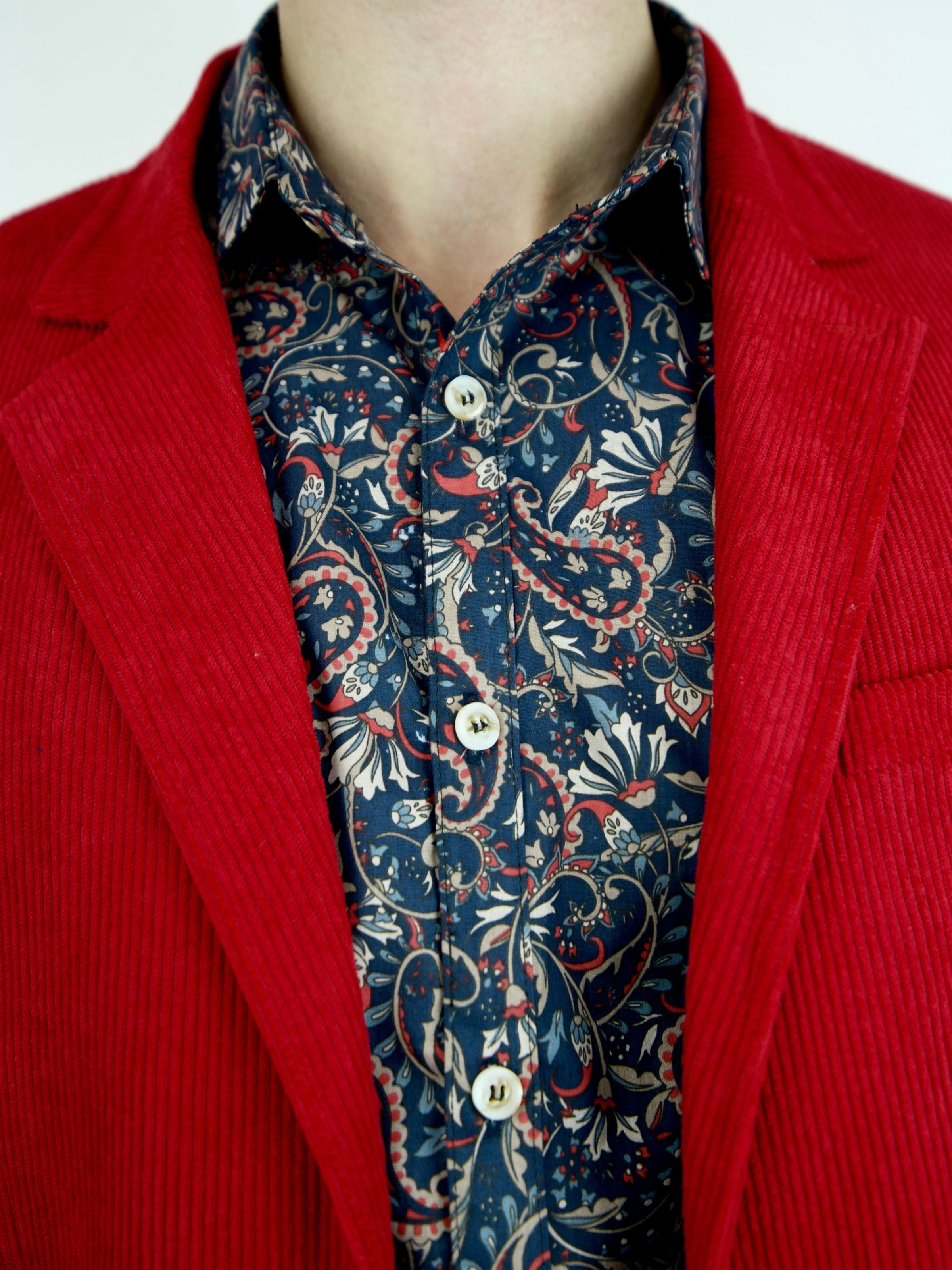 Earth Paisley Cotton L/S Shirt - Navy