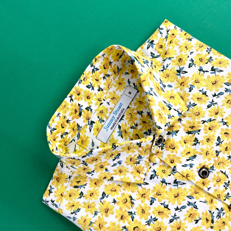 Iris Floral Cotton L/S Shirt - Yellow