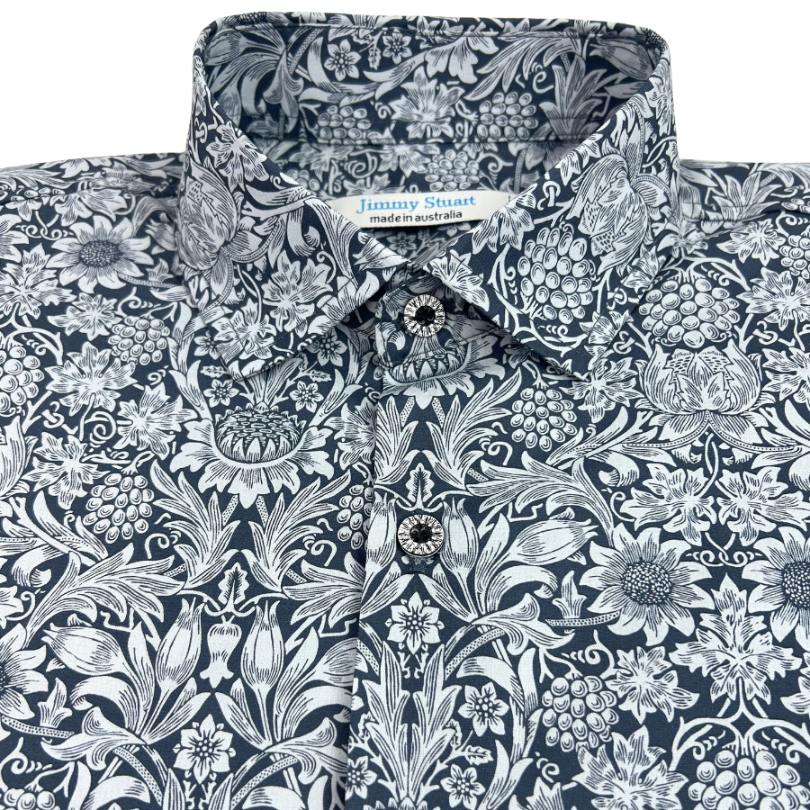 Berry Floral Cotton L/S Shirt - Grey