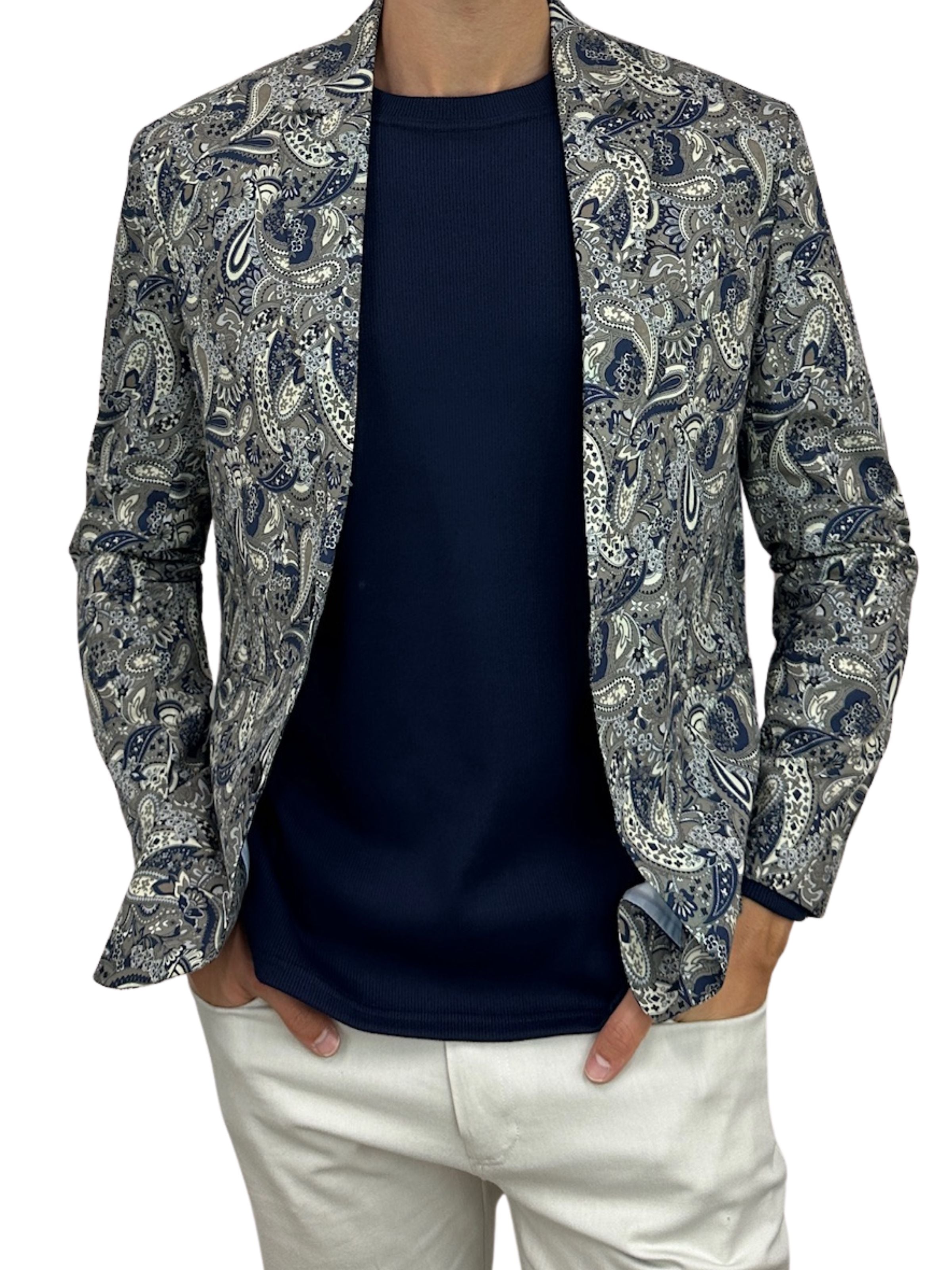 Navy Ribbed Cotton L/S Tee