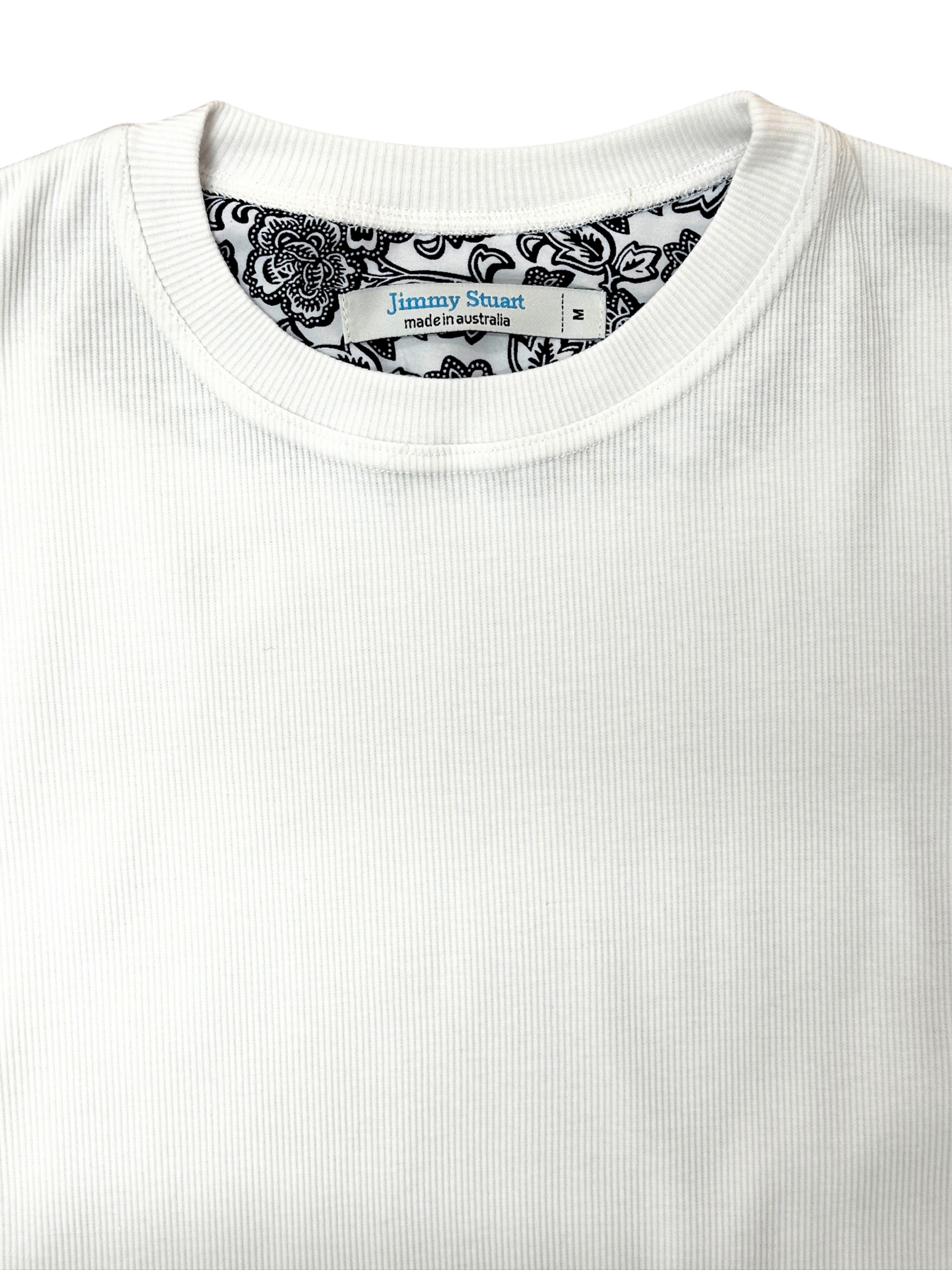 White Ribbed Cotton L/S Tee
