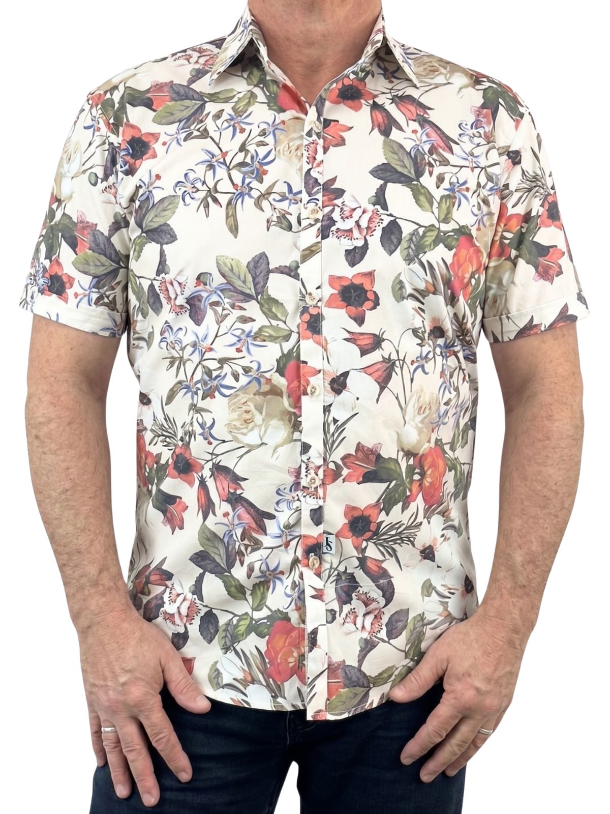 Amazon Floral Cotton S/S Shirt – Brown