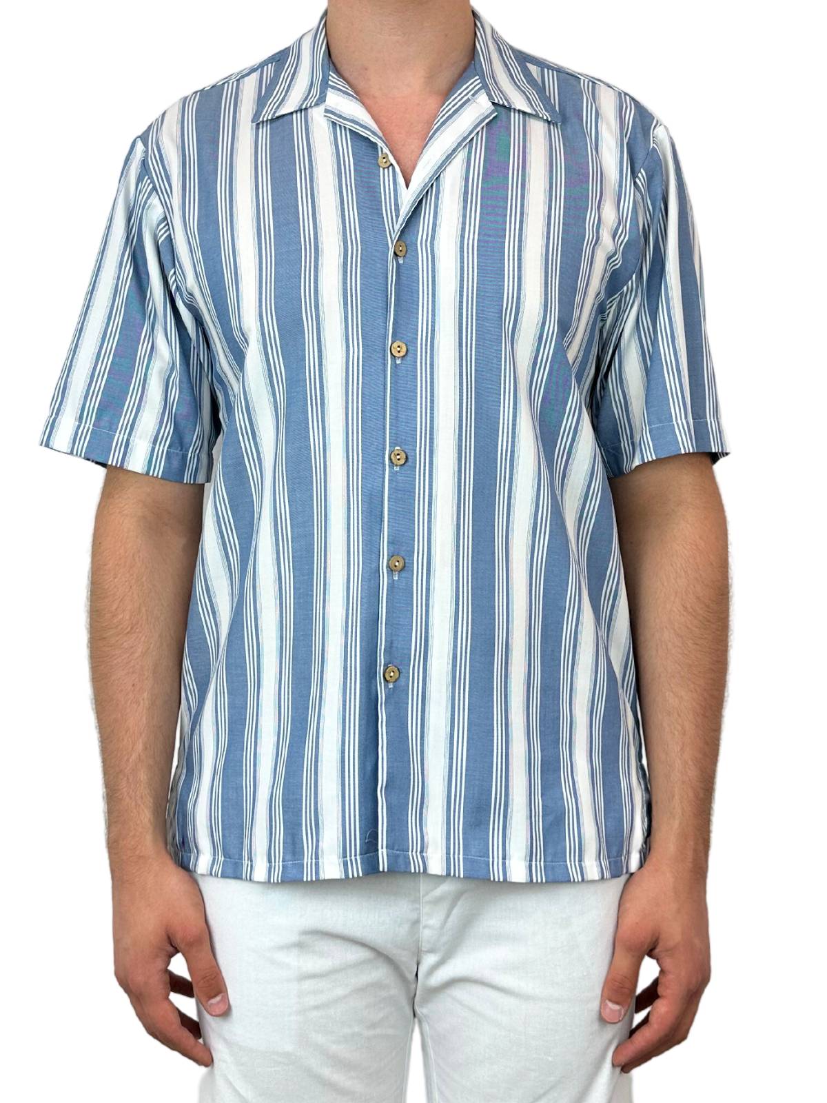 Alan Stripe Rayon S/S Big Mens Shirt