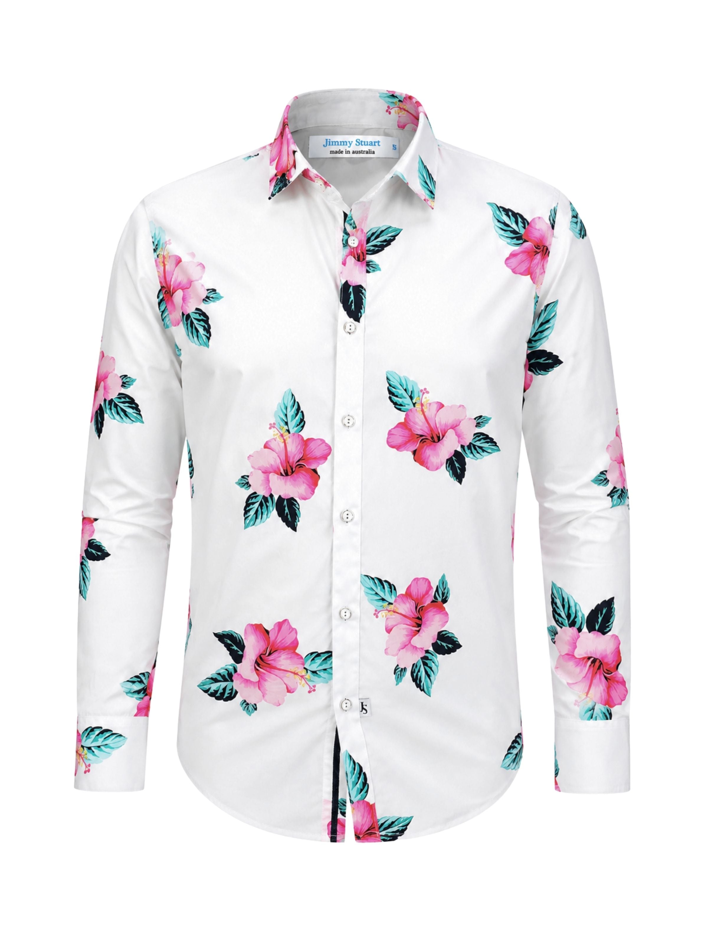 Armond Hawaiian Cotton L/S Shirt - Pink