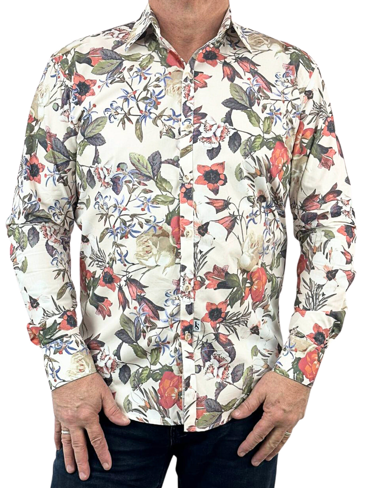 Amazon Floral Cotton L/S Big Mens Shirt – Brown