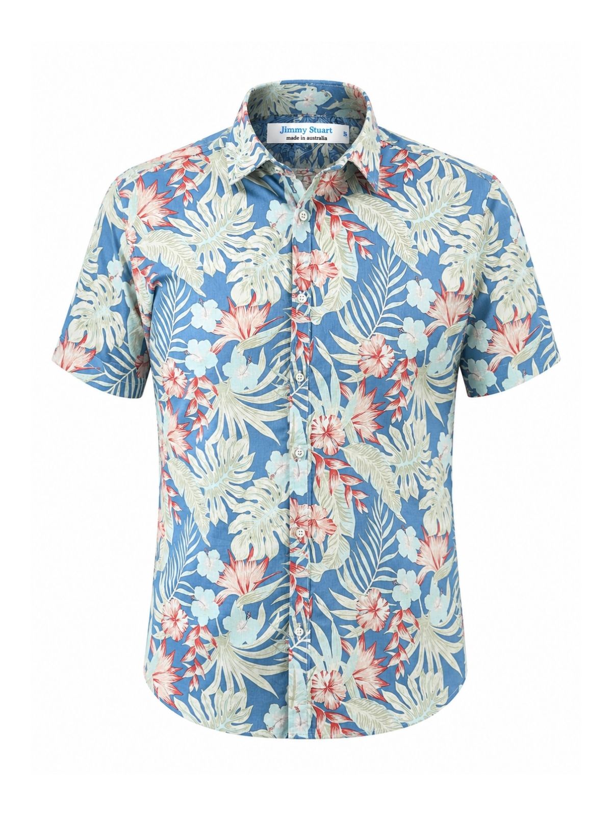 Antigua Hawaiian Linen S/S Big Mens Shirt- Blue/Orange