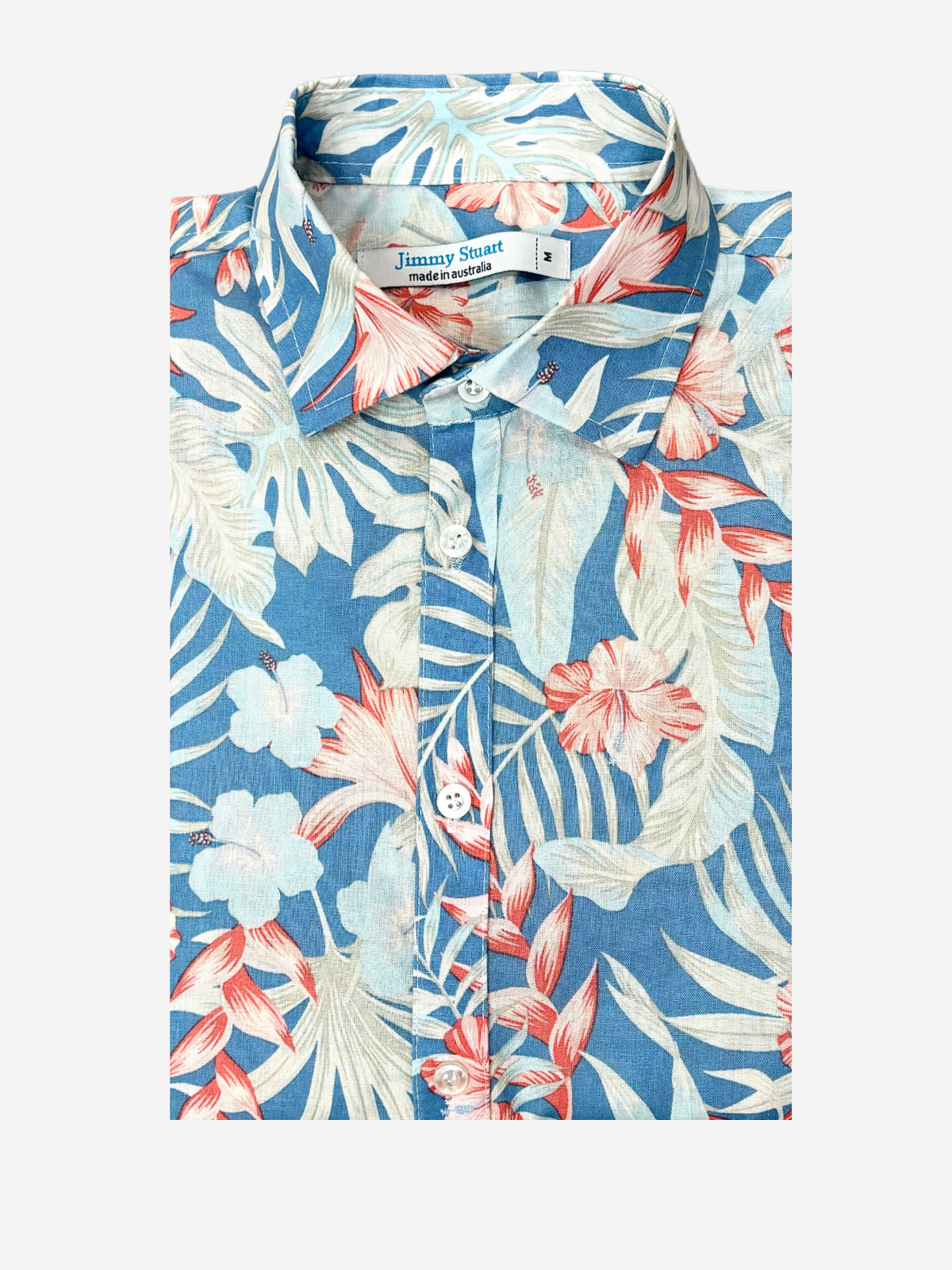 Antigua Hawaiian Linen S/S Big Mens Shirt- Blue/Orange