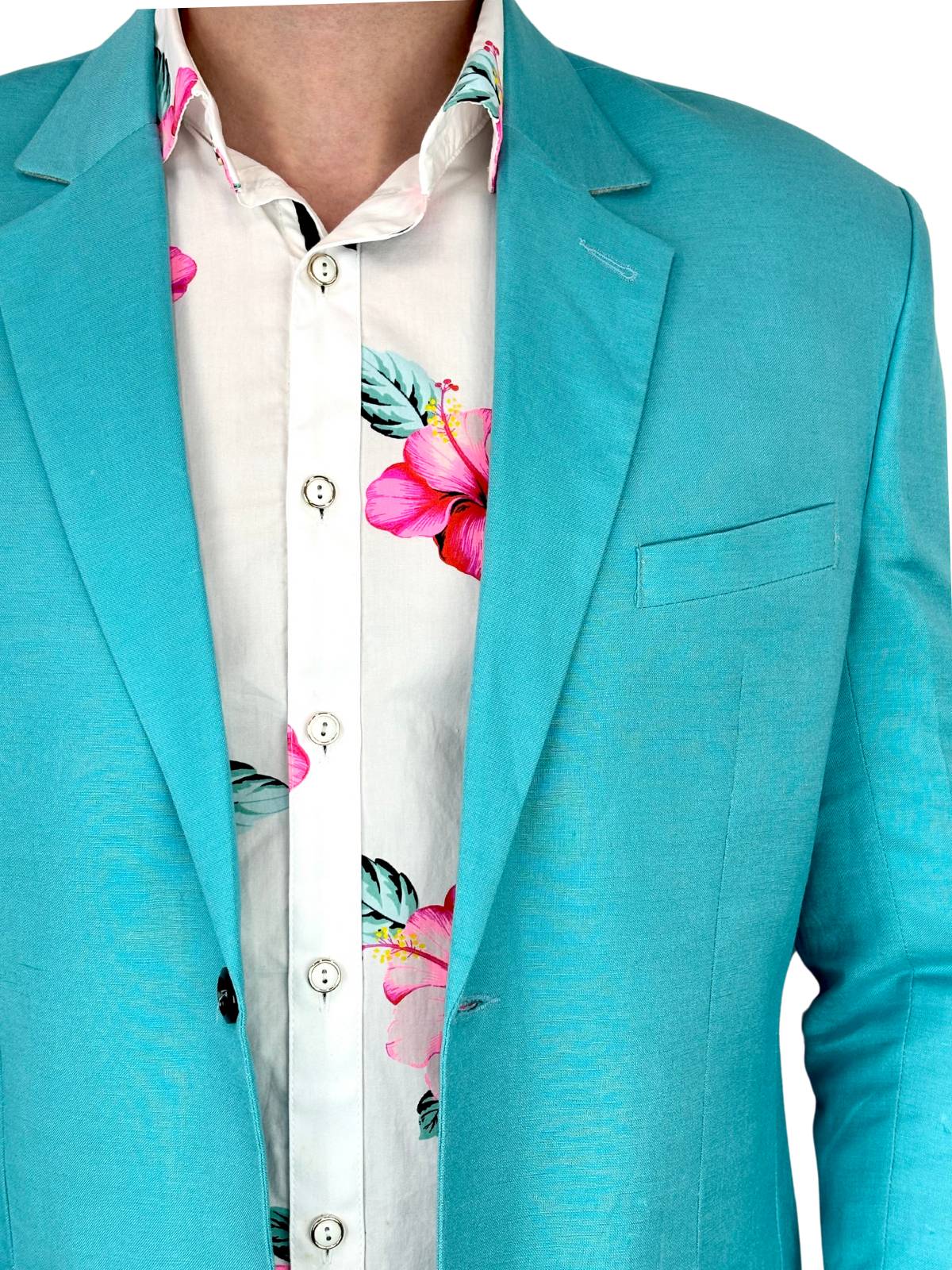 Aqua Linen Jacket
