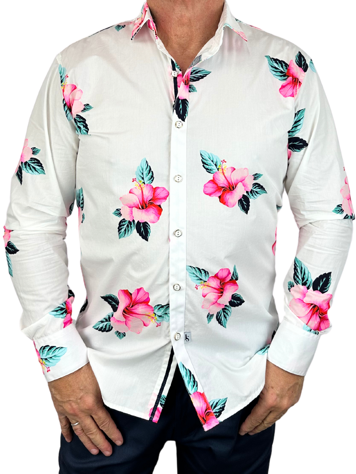 Armond Hawaiian Cotton L/S Shirt - Pink