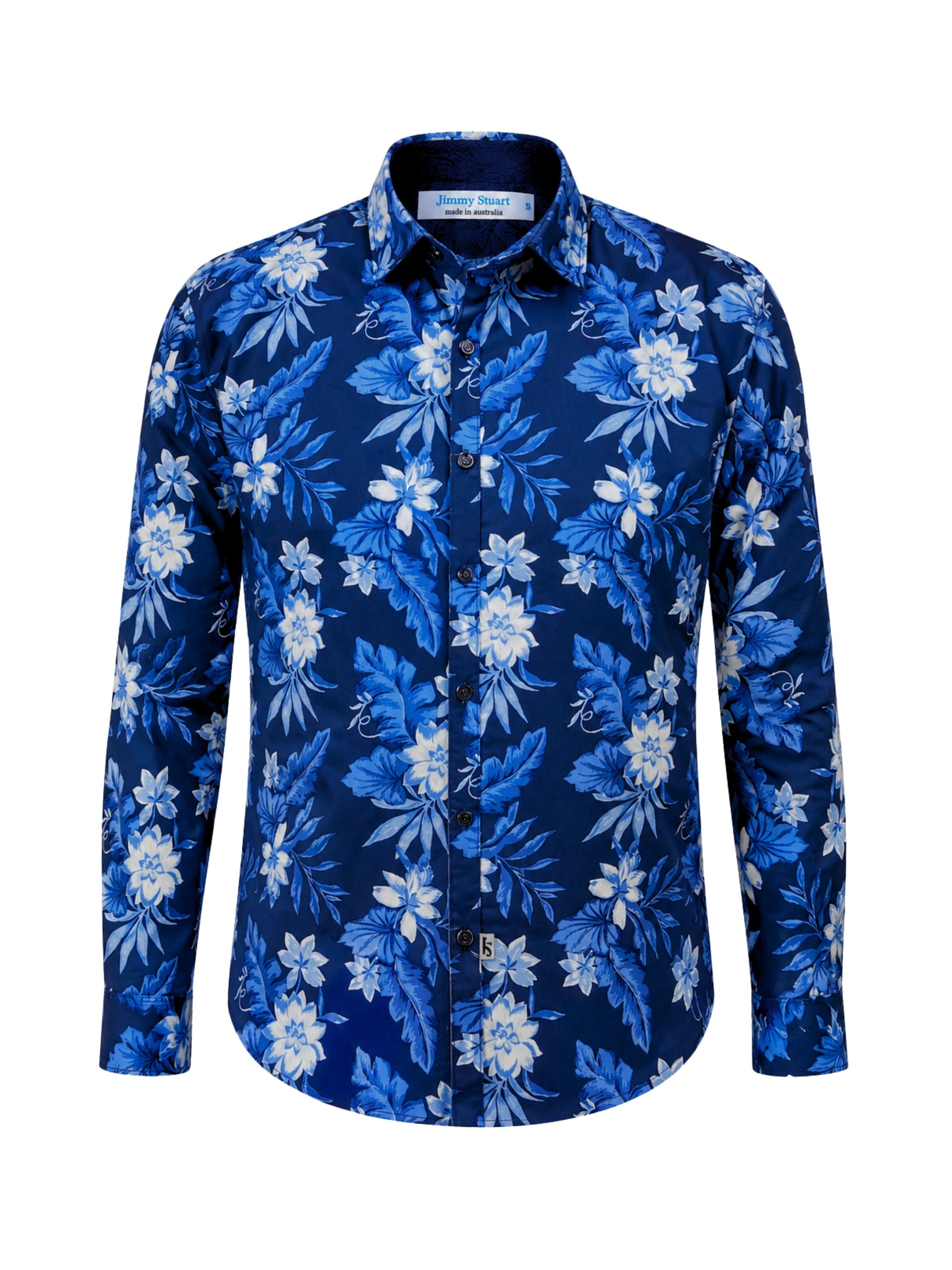 Aruba Floral Cotton L/S Shirt - Blue