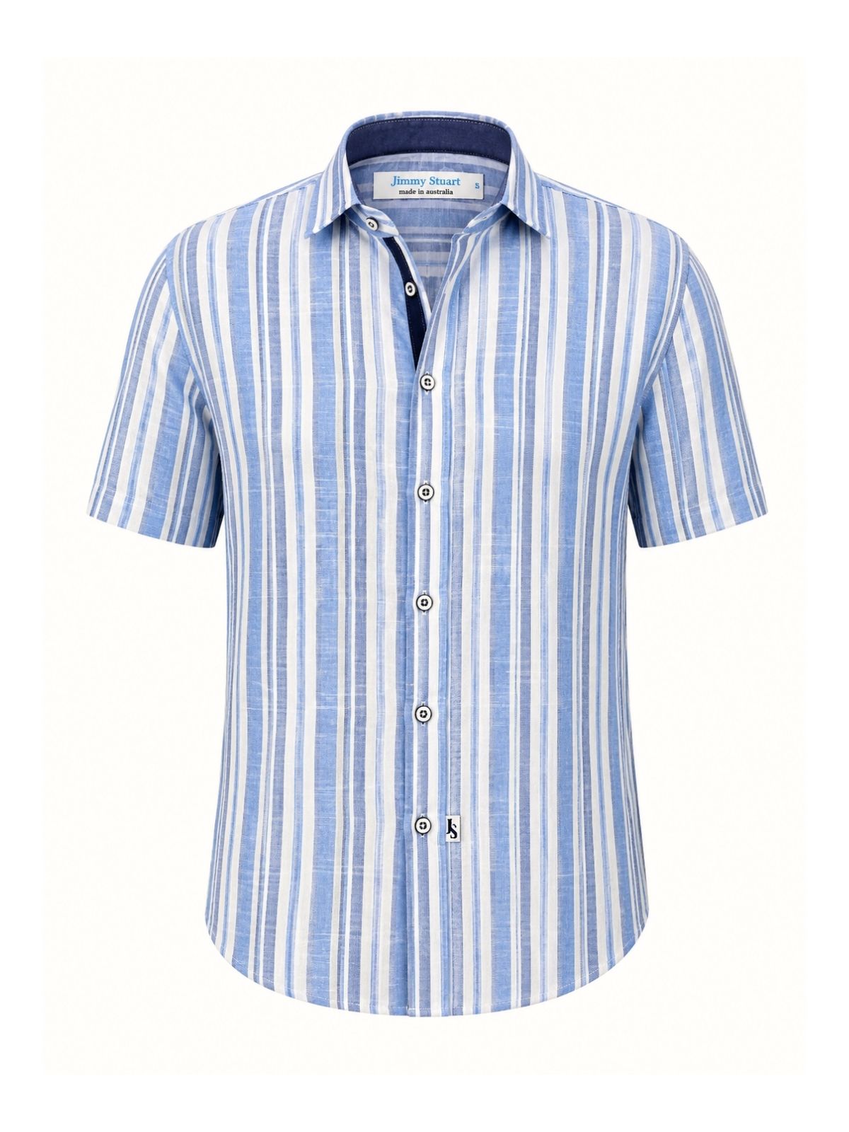 Avalon Stripe Linen S/S Big Mens Shirt - Blue/White
