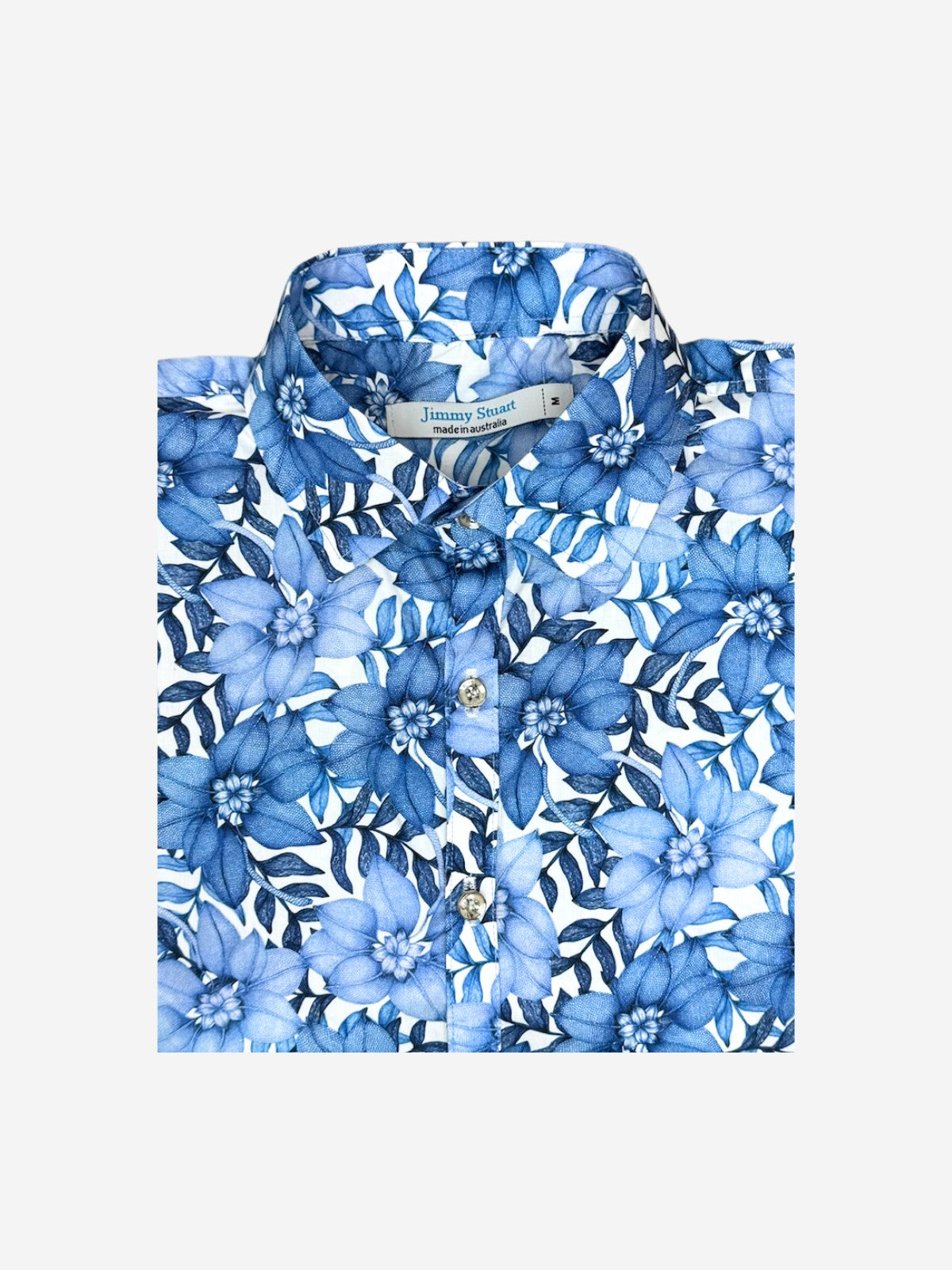 Azure Floral Cotton L/S Shirt - Blue