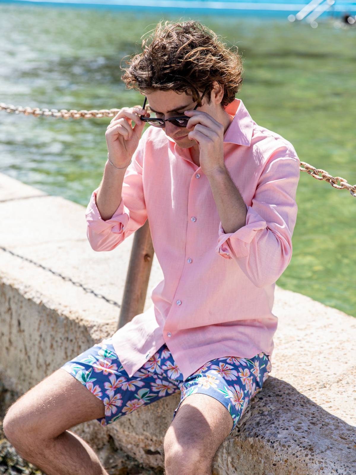 Byron Bay Baby Pink Linen L/S Shirt