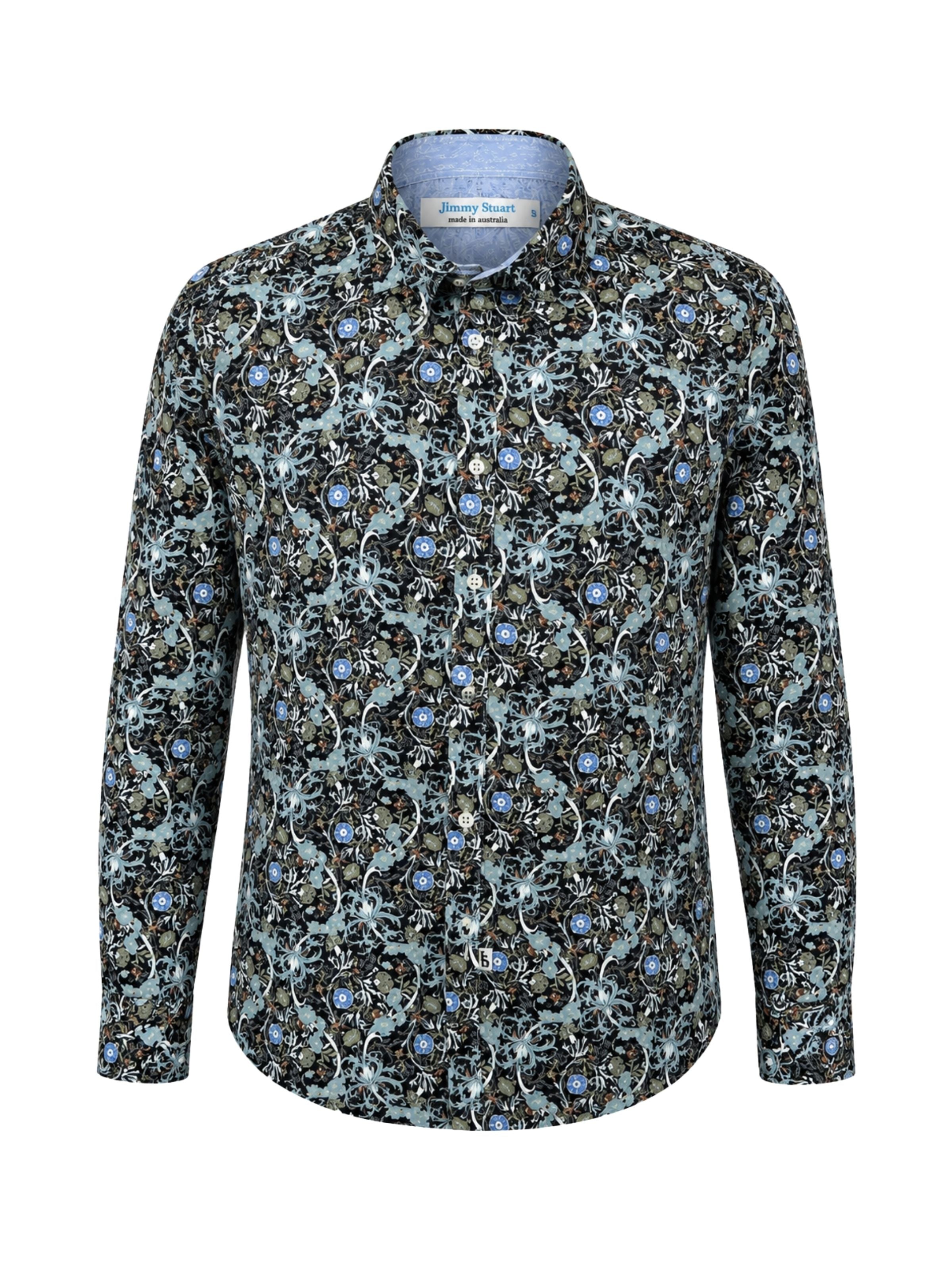 Babylon Floral Cotton L/S Shirt - Black