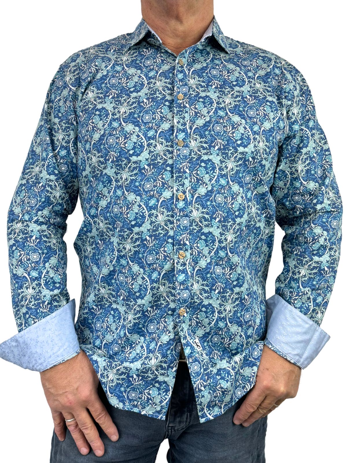 Babylon Blue Floral Cotton L/S Shirt