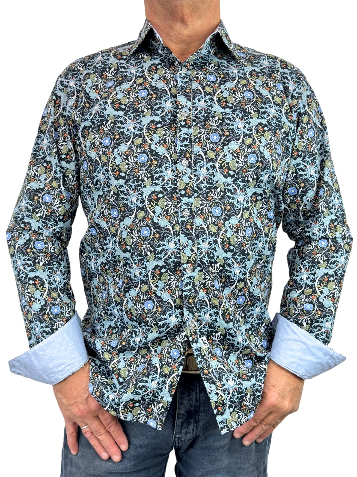 Babylon Floral L/S Big Mens Shirt – Black