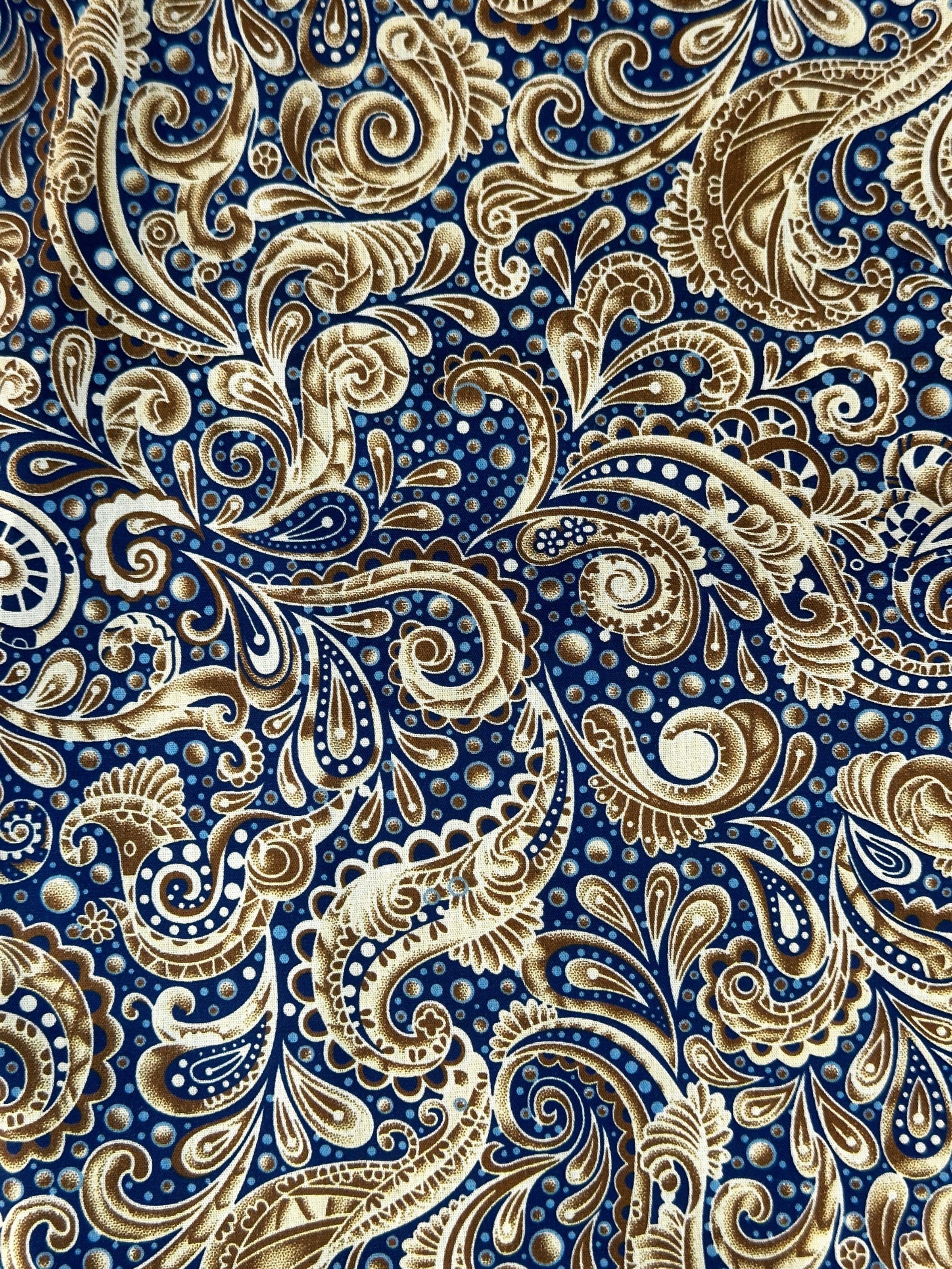 Barocco Paisley Cotton L/S Shirt - Blue/Brown