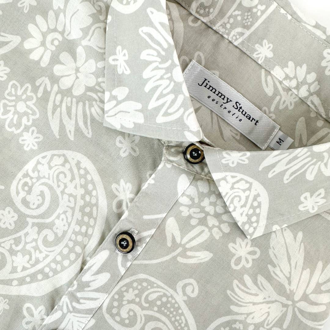 Wipeout Paisley Cotton Voile S/S Shirt - Beige