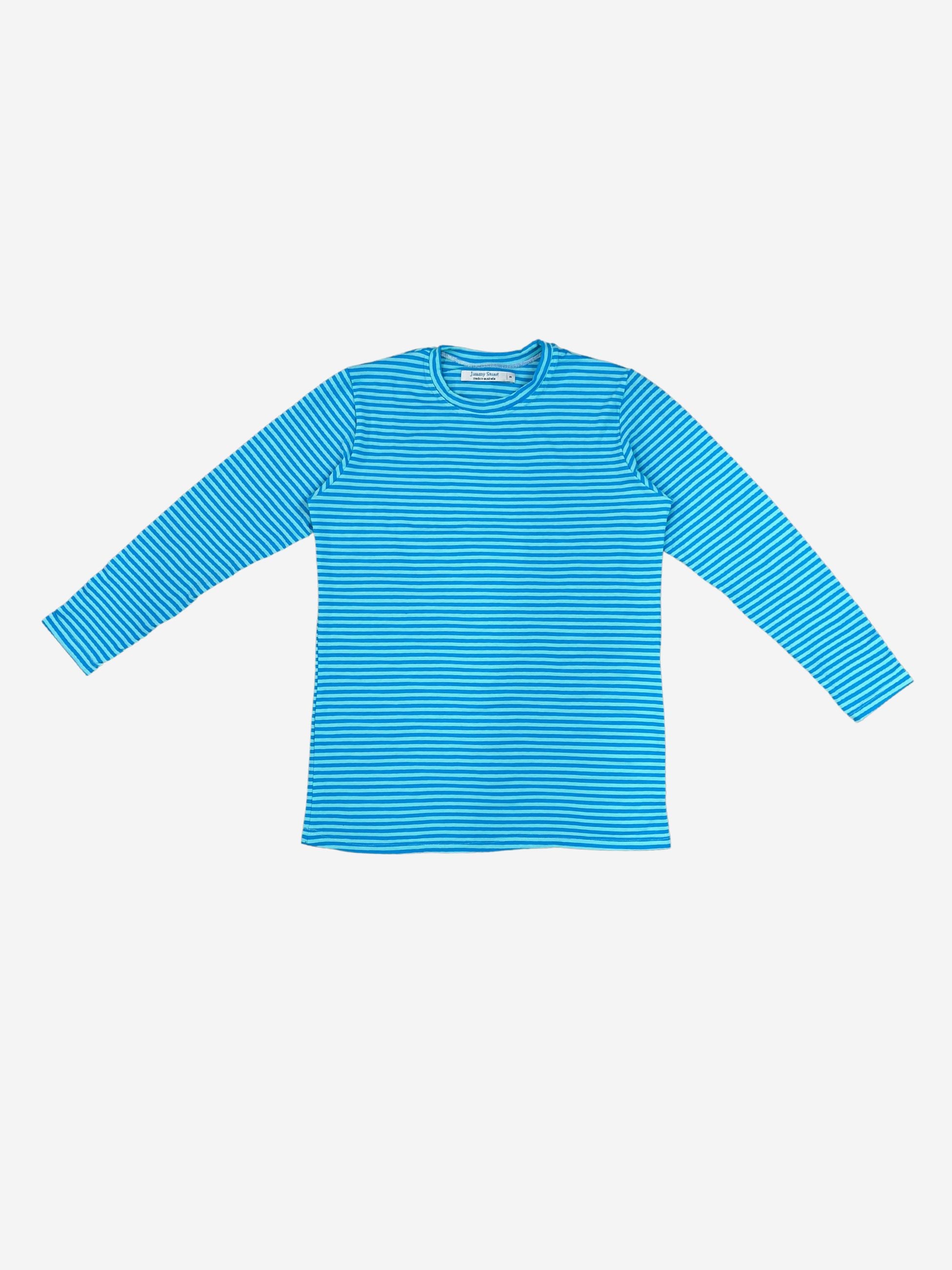 Bermuda Stripe Cotton L/S Tee - Aqua