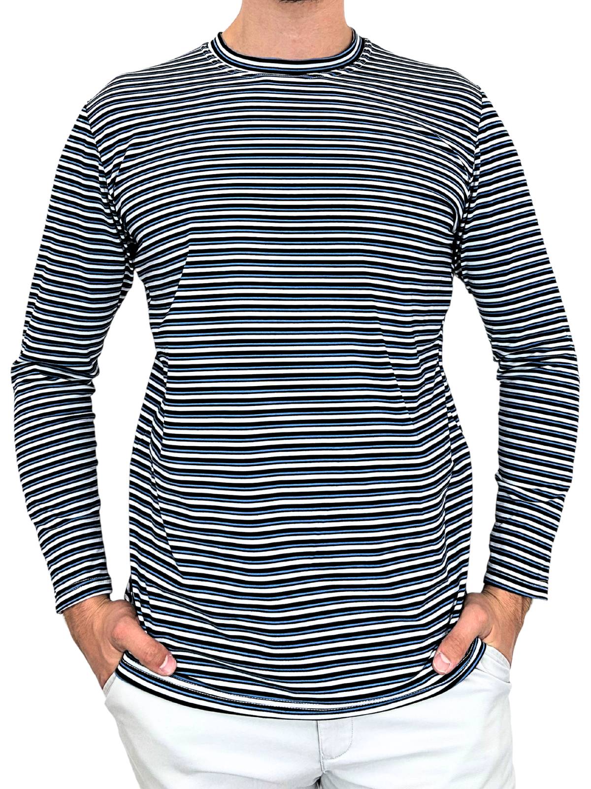 Bermuda Stripe Cotton L/S Tee - Black/Blue