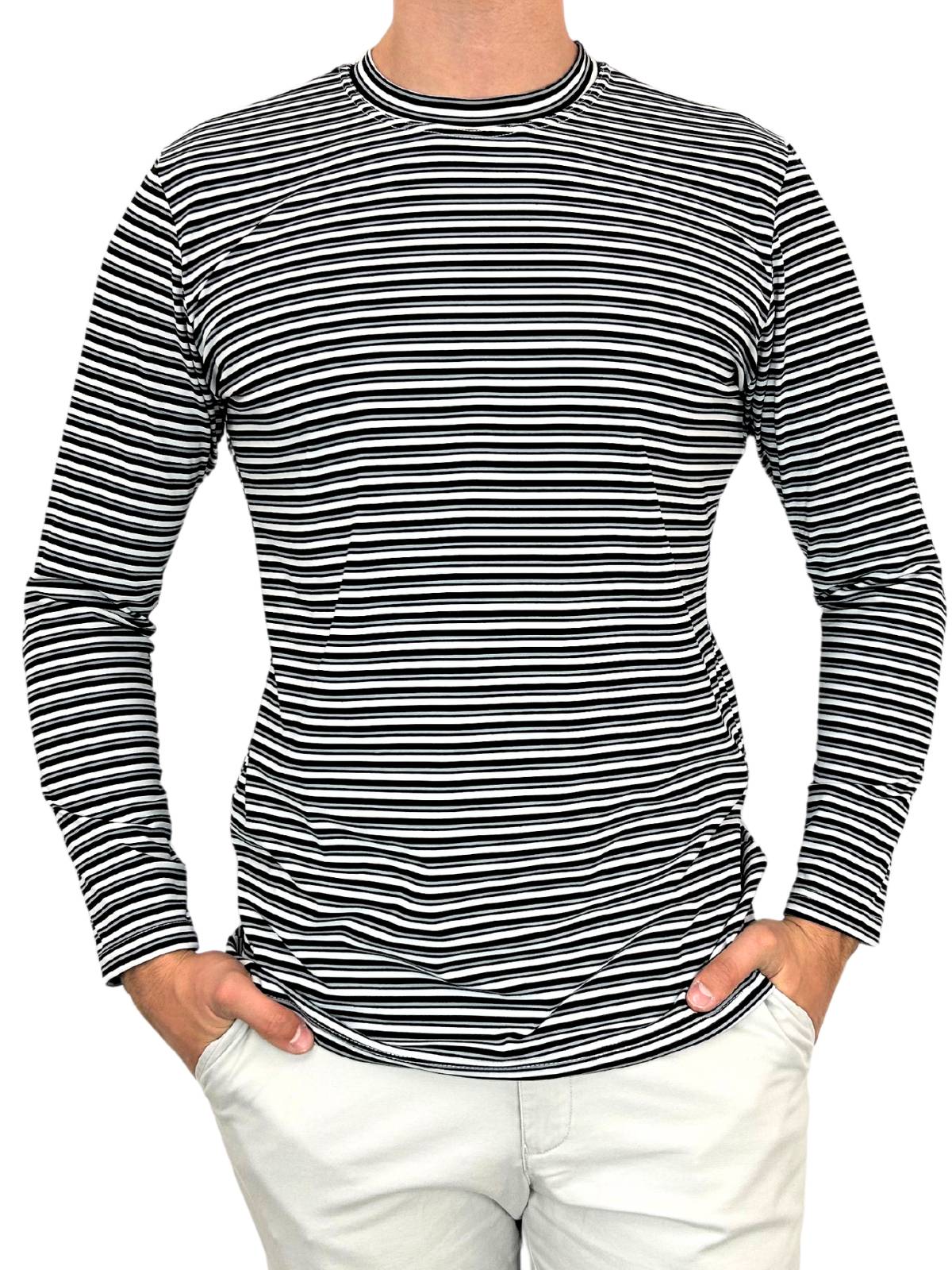 Bermuda Stripe Cotton L/S Tee - Black/Grey