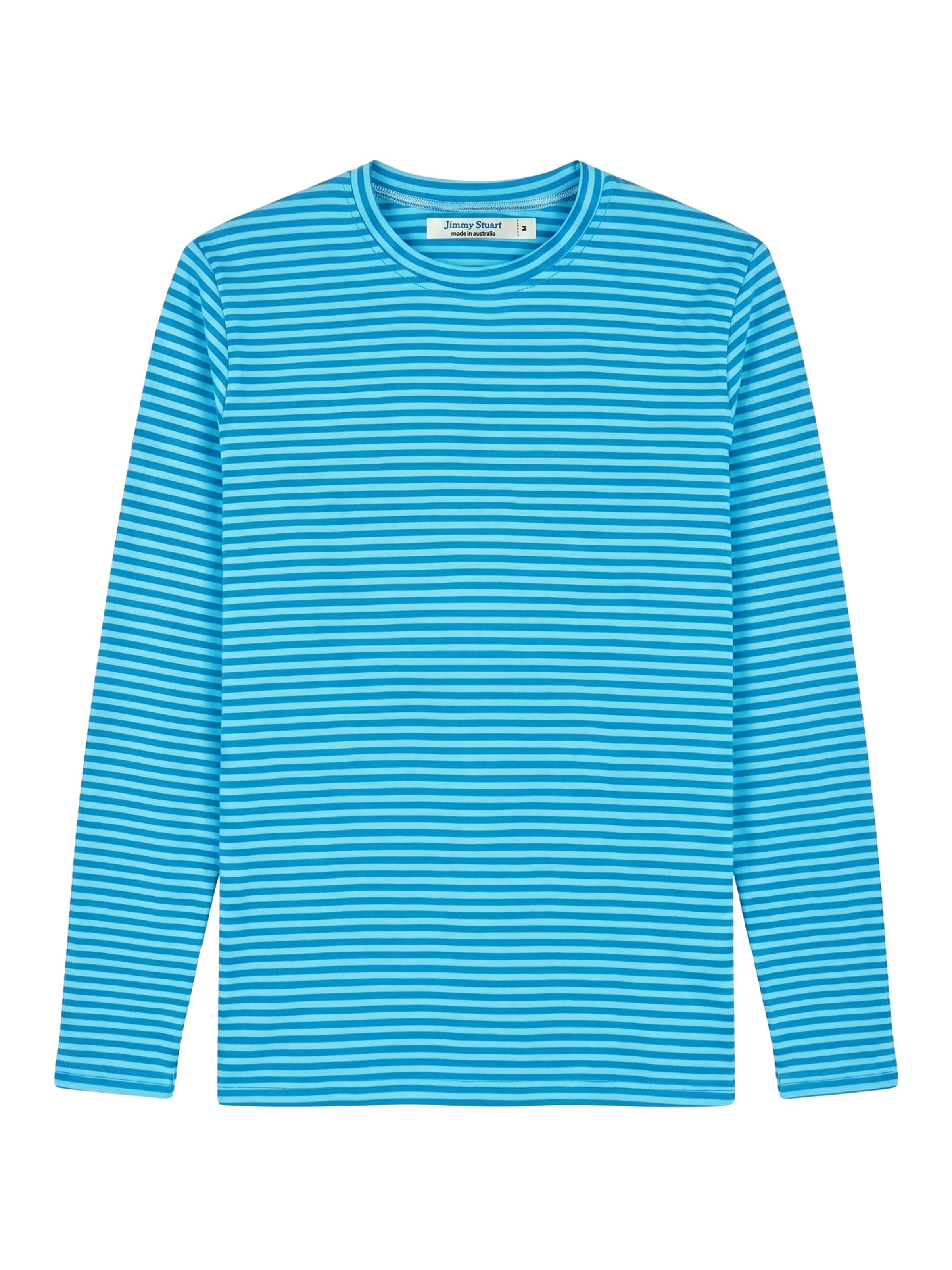 Bermuda Stripe Cotton L/S Tee - Aqua