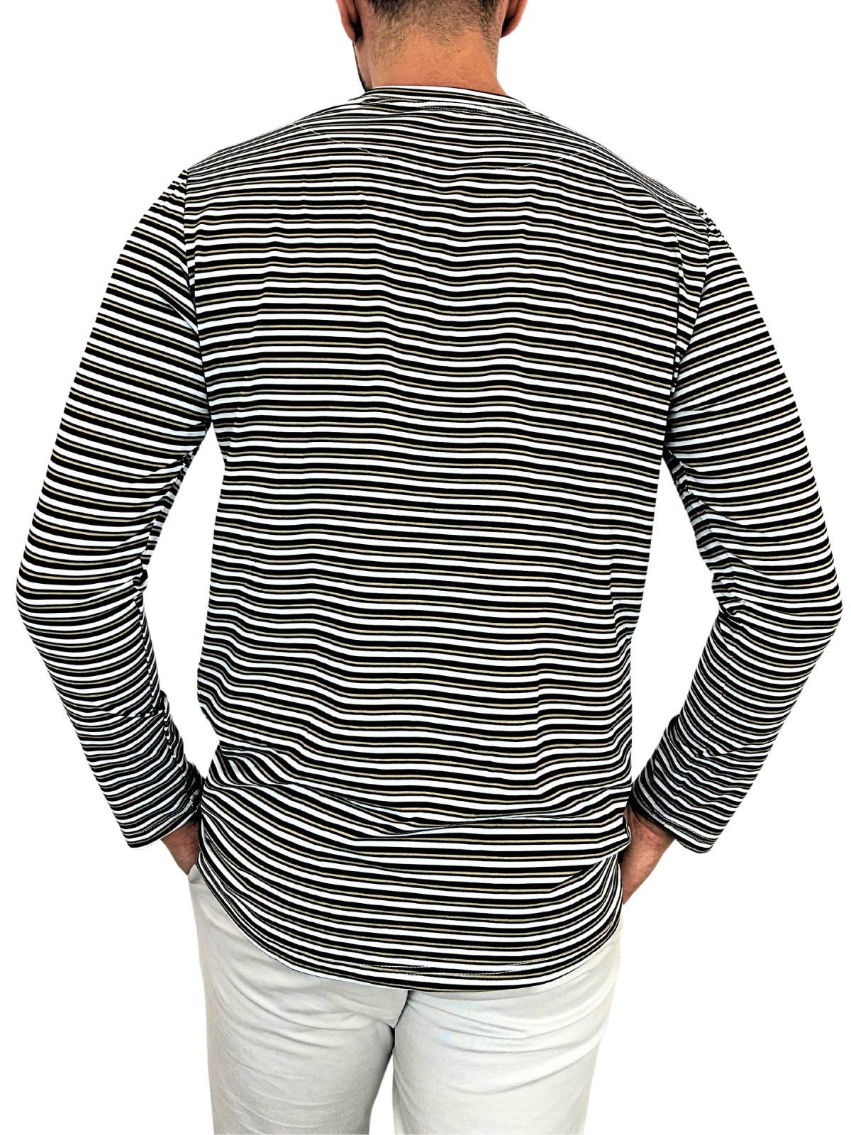 Bermuda Stripe Cotton L/S Tee - Black/Brown