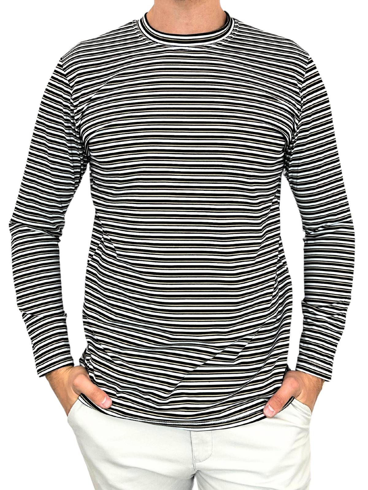 Bermuda Stripe Cotton L/S Tee - Black/Brown