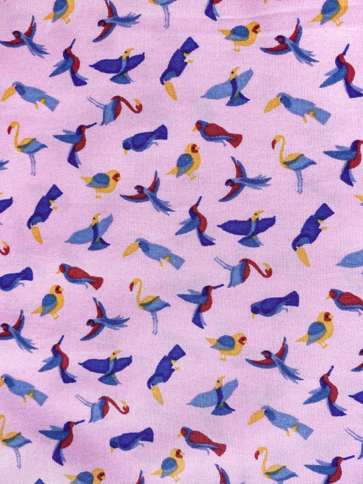 Birds Abstract Cotton S/S Shirt - Pink