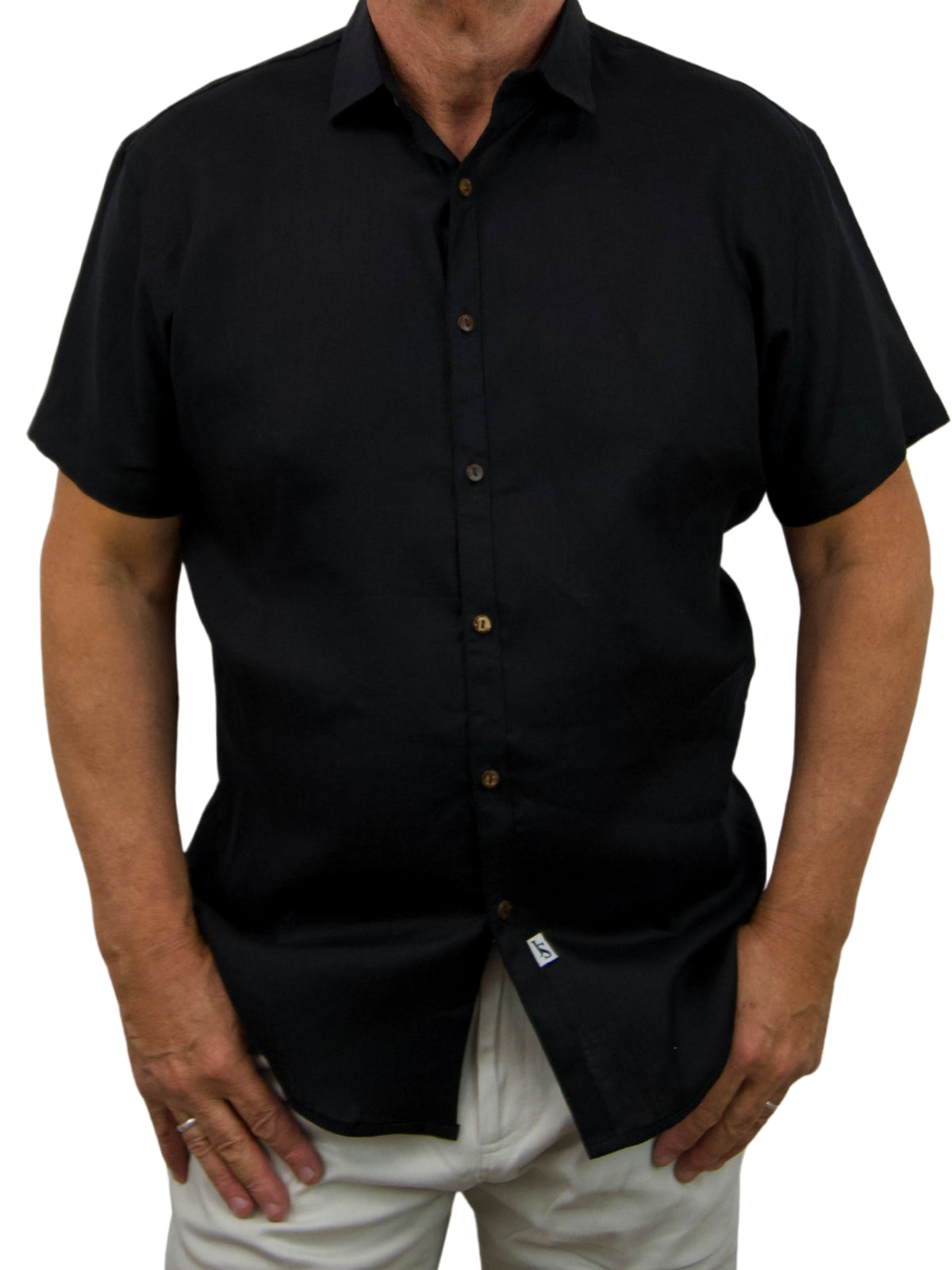 Byron Bay Black Linen S/S Shirt