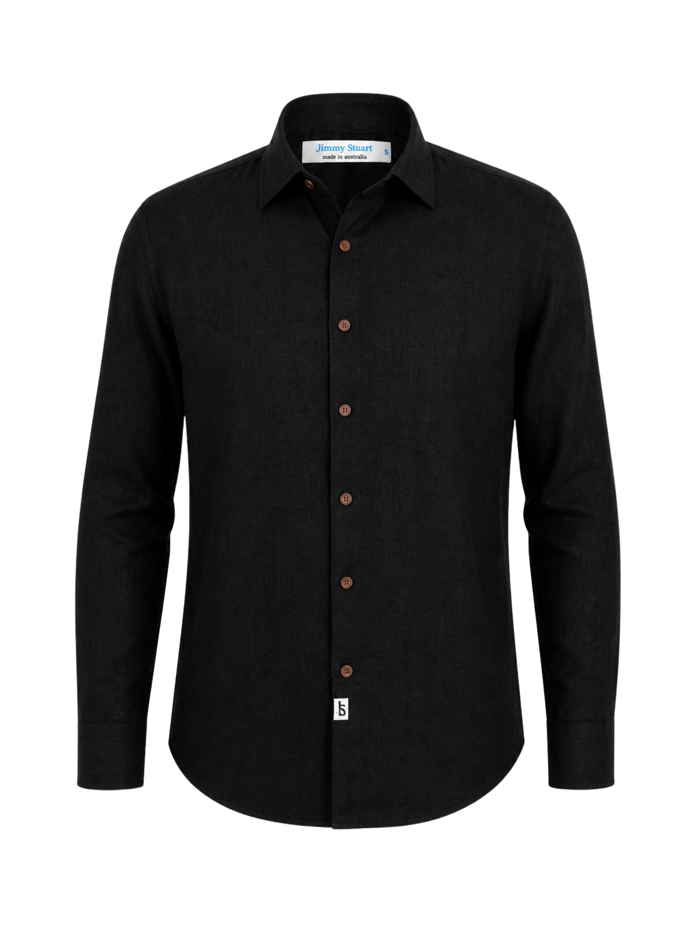 Byron Bay Black Linen L/S Shirt