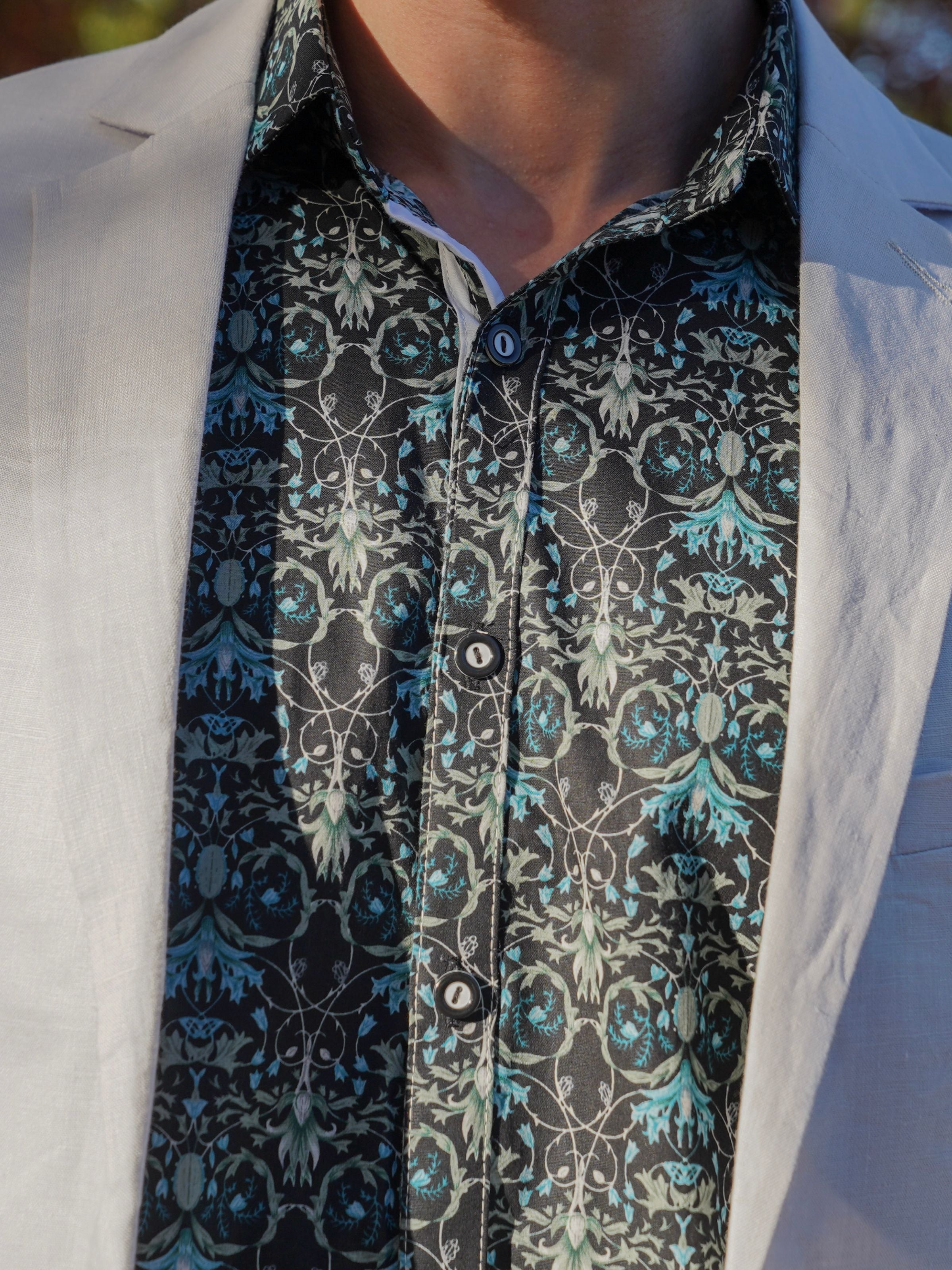Blackthorn Abstract Cotton L/S Shirt - Black