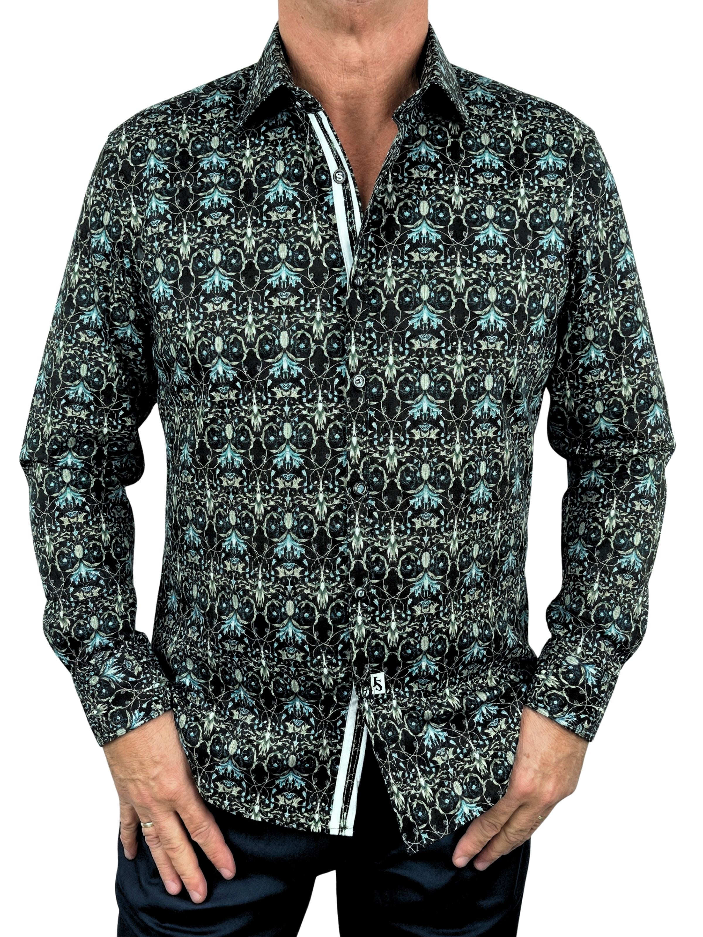 Blackthorn Abstract Cotton L/S Shirt - Black