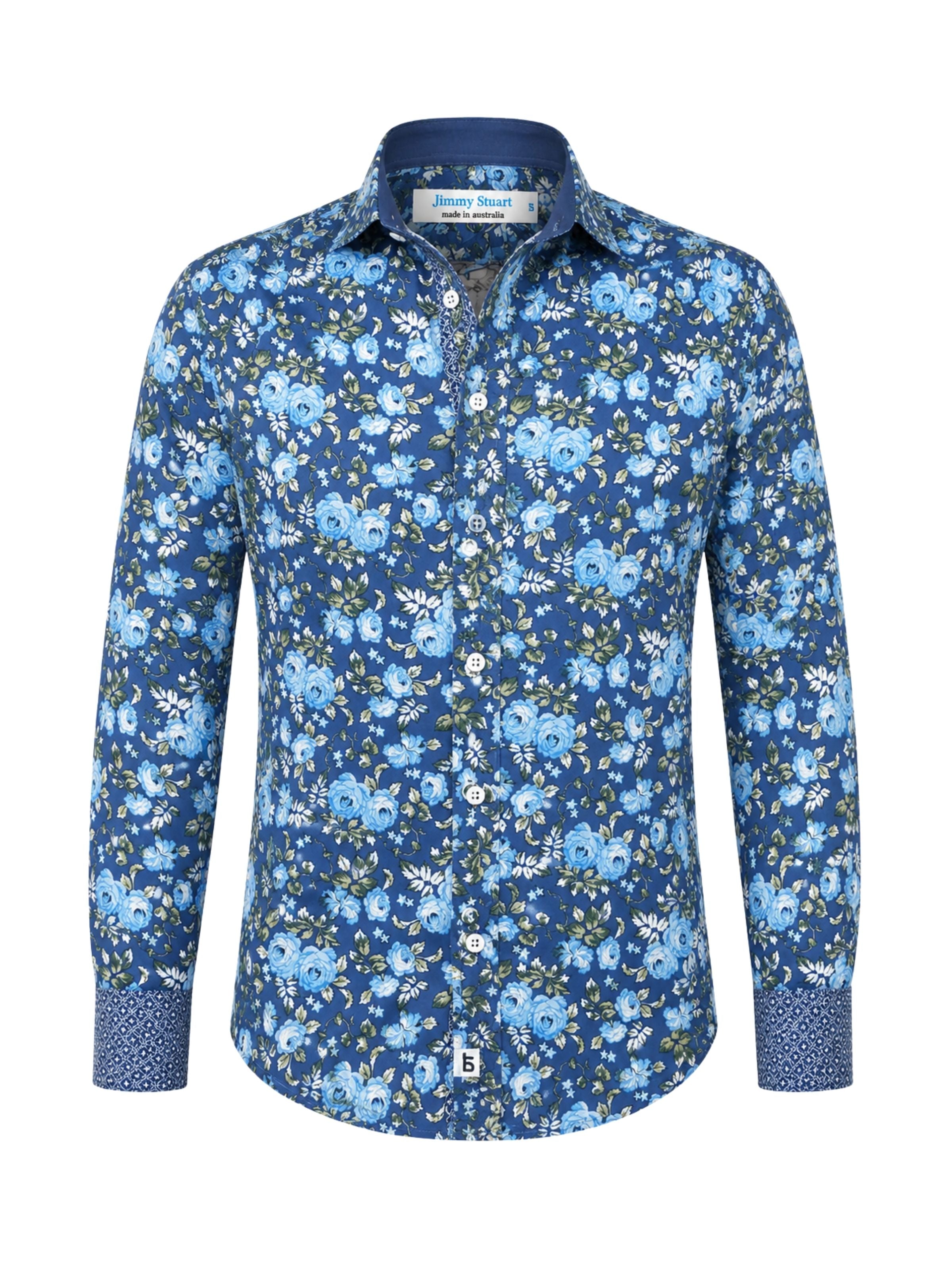 Bloom Floral Cotton L/S Shirt - Blue
