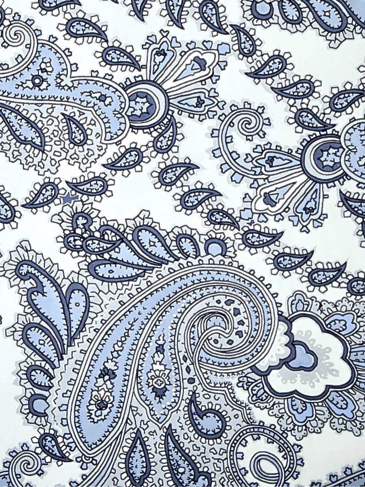 Blue Bone Paisley Cotton L/S Big Mens Shirt - White/Blue