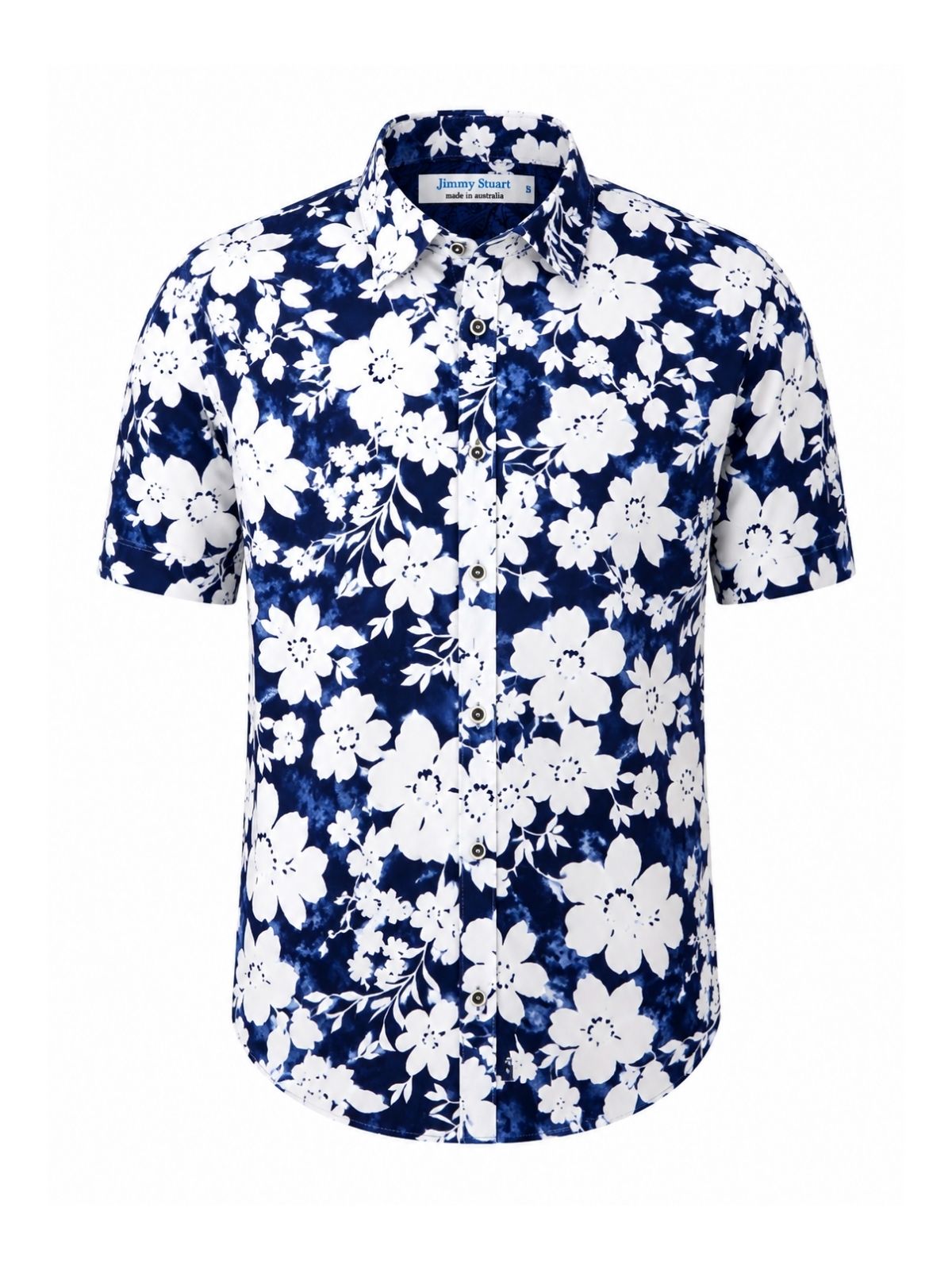 Blue Hawaii Floral Cotton S/S Shirt - Navy/White