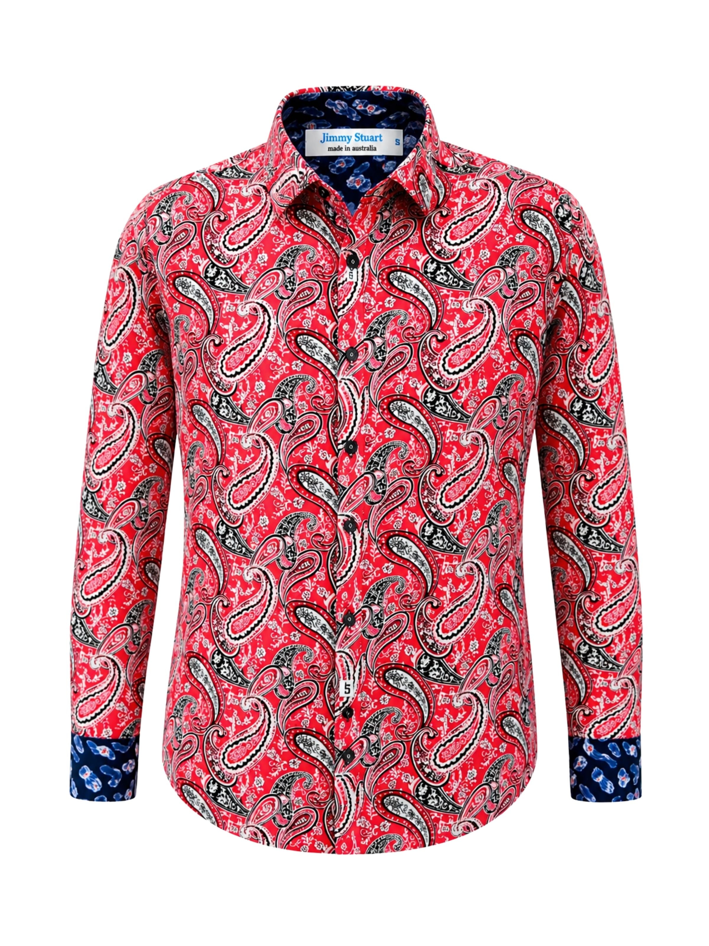 Catfish Paisley Cotton L/S Shirt - Pink