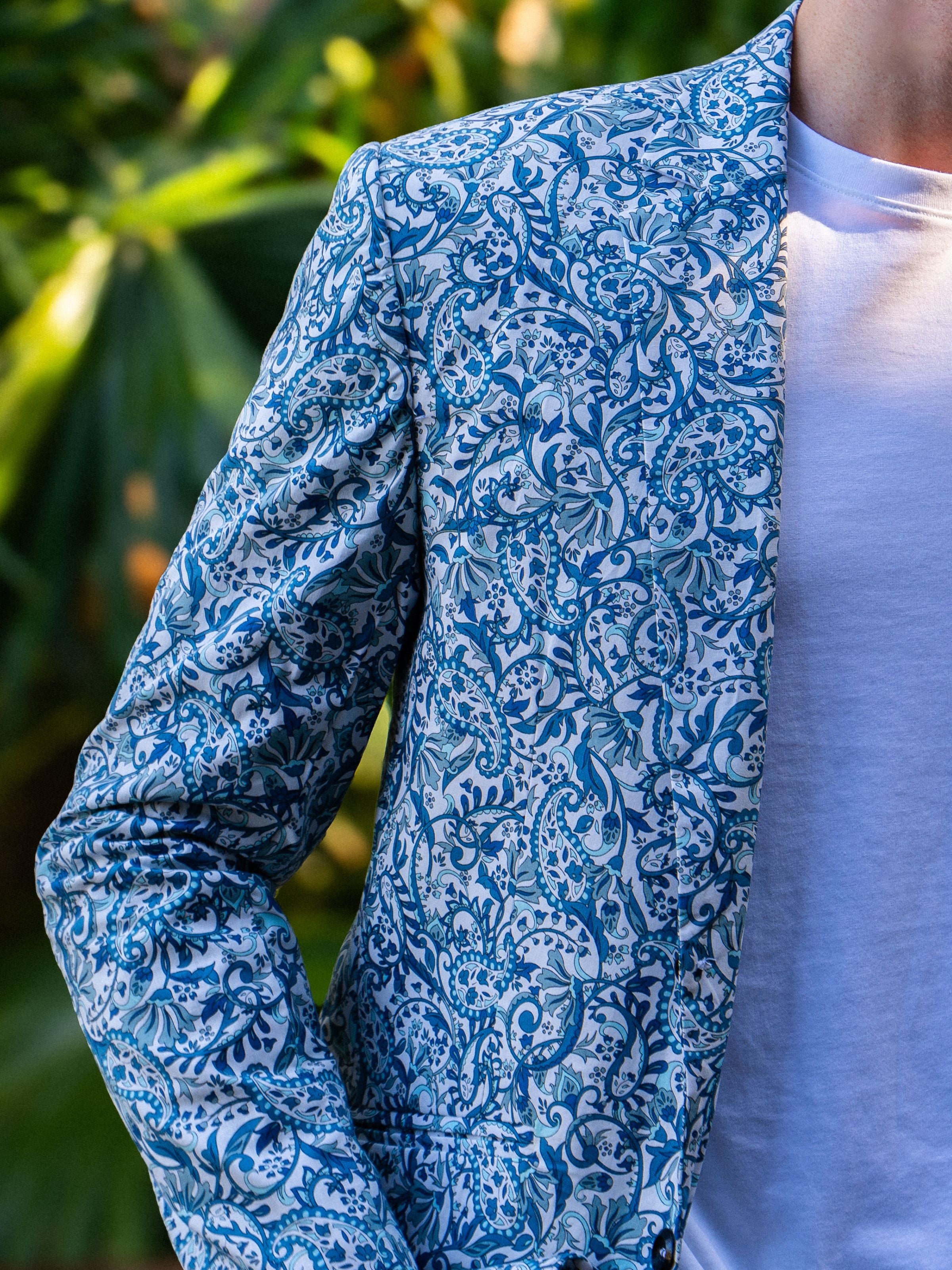 Charisma Abstract Cotton Jacket - Blue