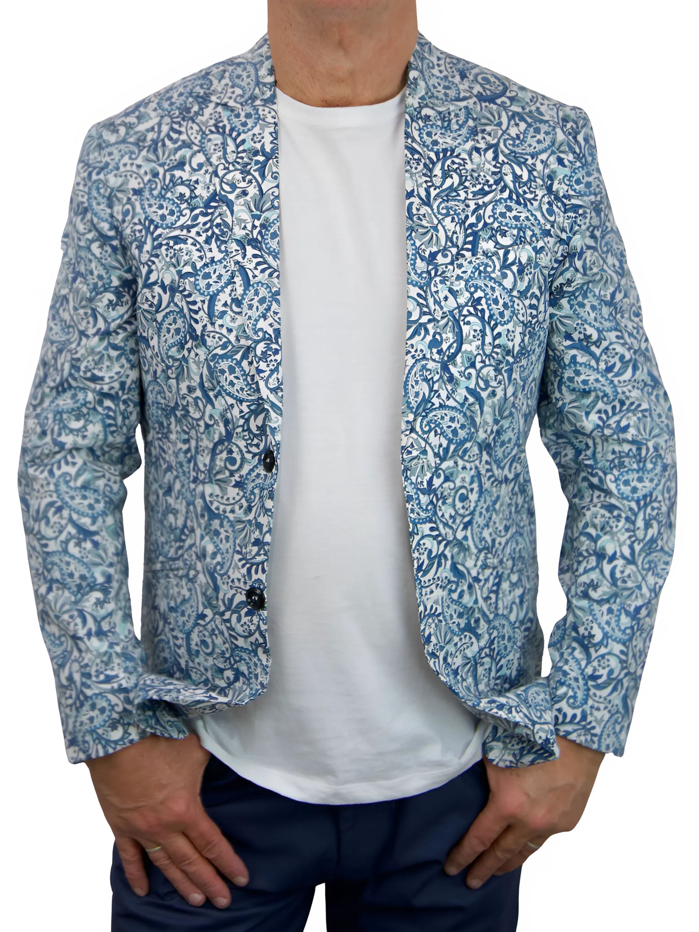 Charisma Abstract Cotton Jacket - Blue