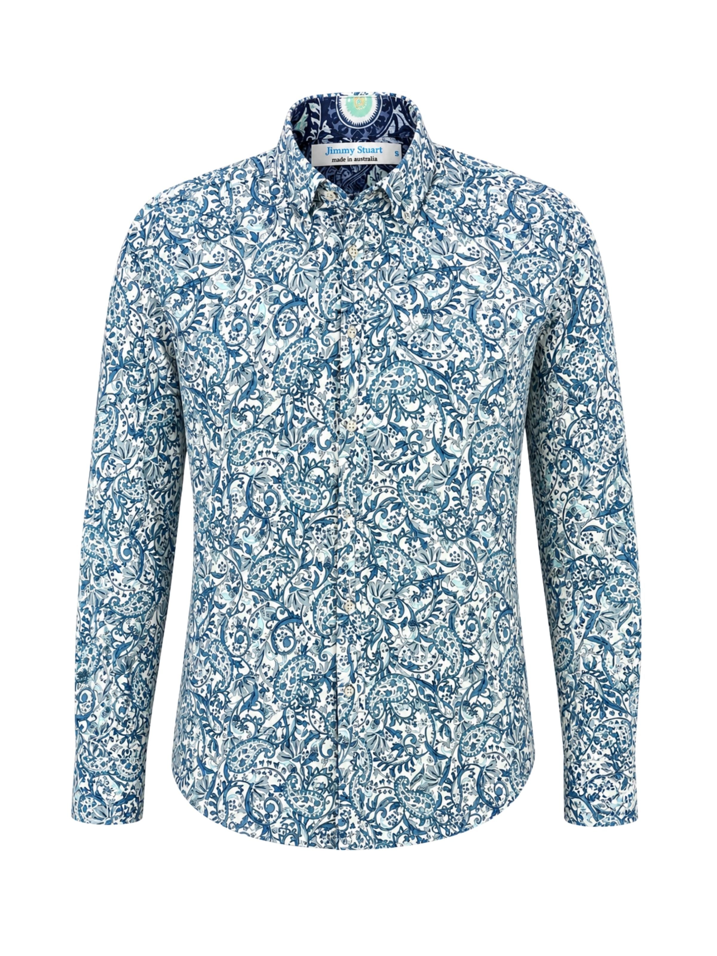 Charisma Abstract L/S Shirt - Blue
