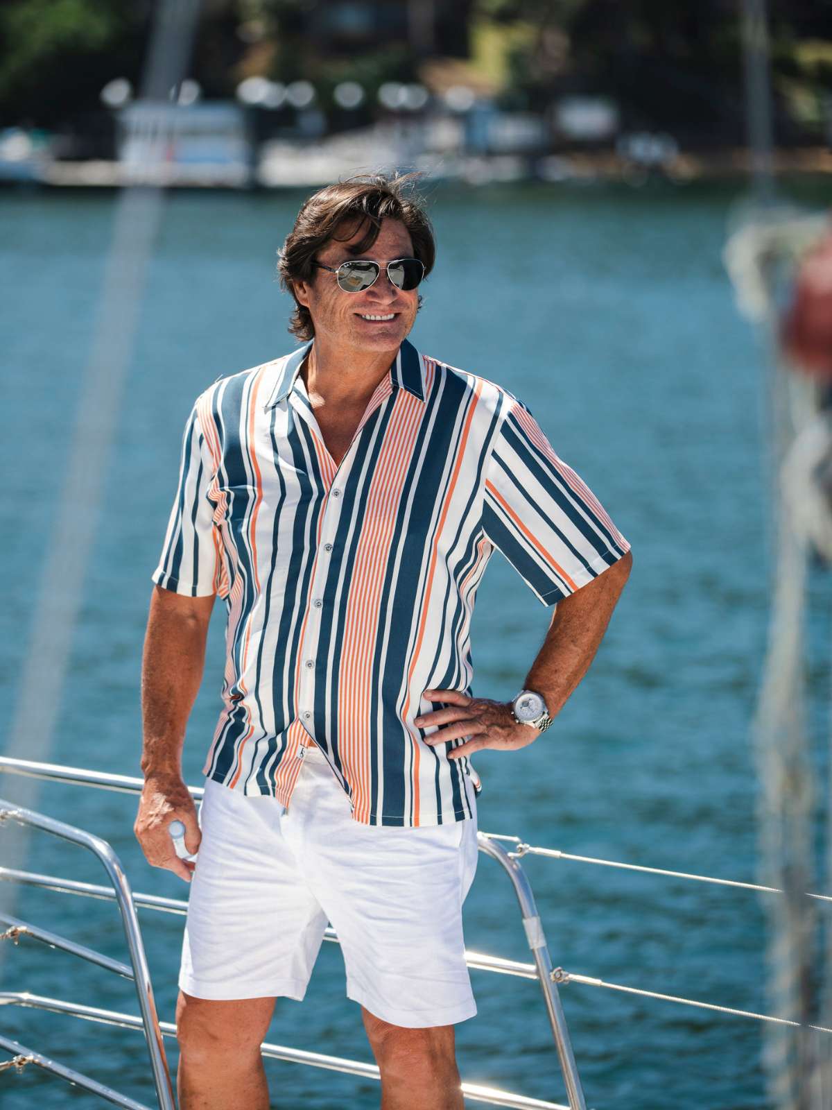 Charlie Stripe Rayon S/S Big Mens Shirt
