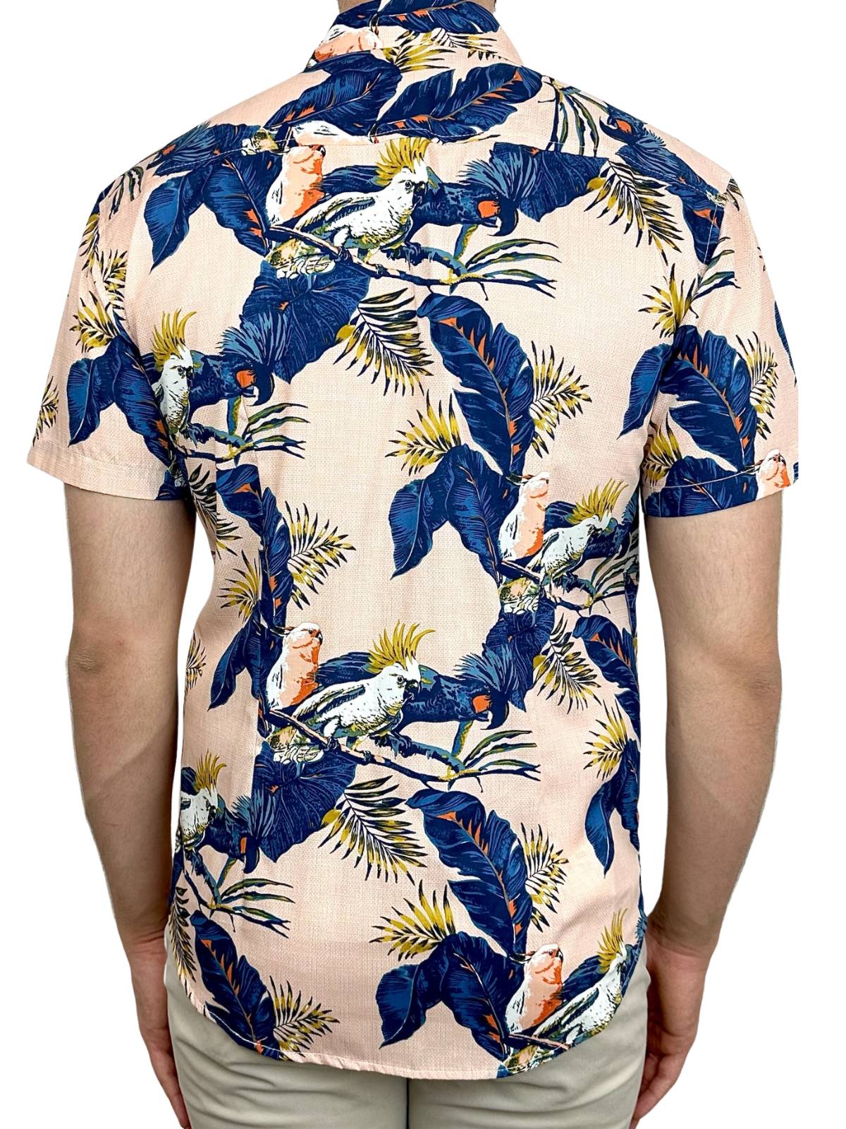 Cheeky Hawaiian Cotton S/S Big Mens Shirt - Blue/Pink